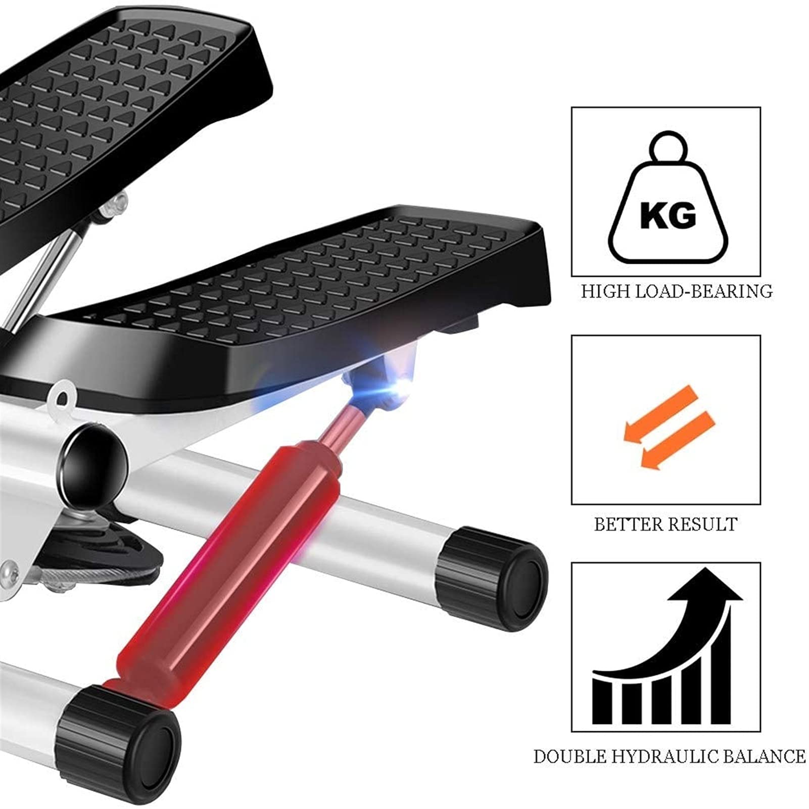 Steppery do ćwiczeń, mini stepper z wyświetlaczem i taśmami oporowymi do treningu w domu, stepper obrotowy w górę i w dół do steppera do ćwiczeń nóg i ramion całego ciała (kolor: różowy)