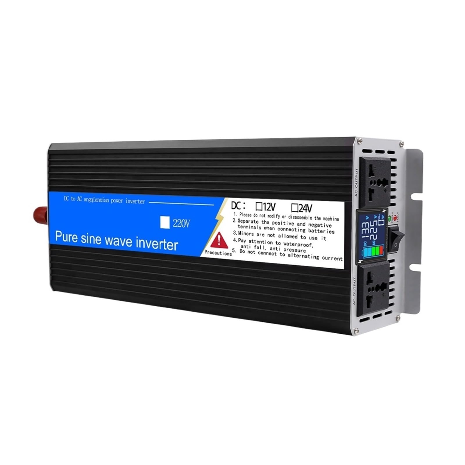 Inversor De Onda Sinusoidal Pura De 6000W, 5000W, 4000W, 3200W, Inversor De Corriente CC A CA For Coche con Convertidor De Pantalla LED(5000W,24V)