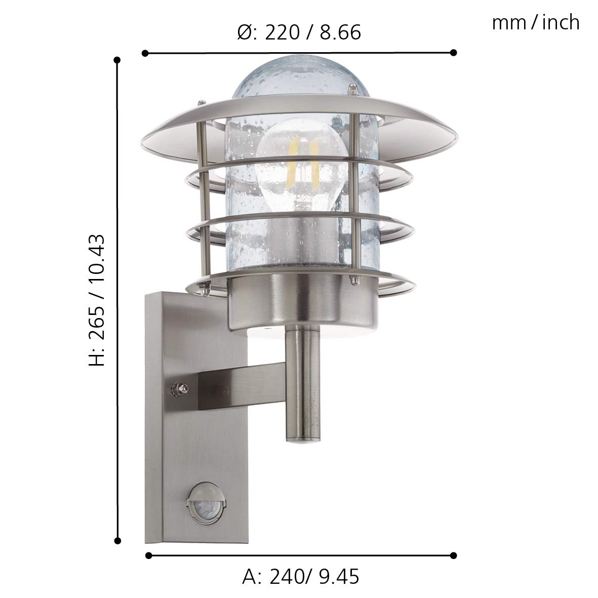 EGLO Applique murale extérieure Mouna, 1 flamme, lampe extérieure avec