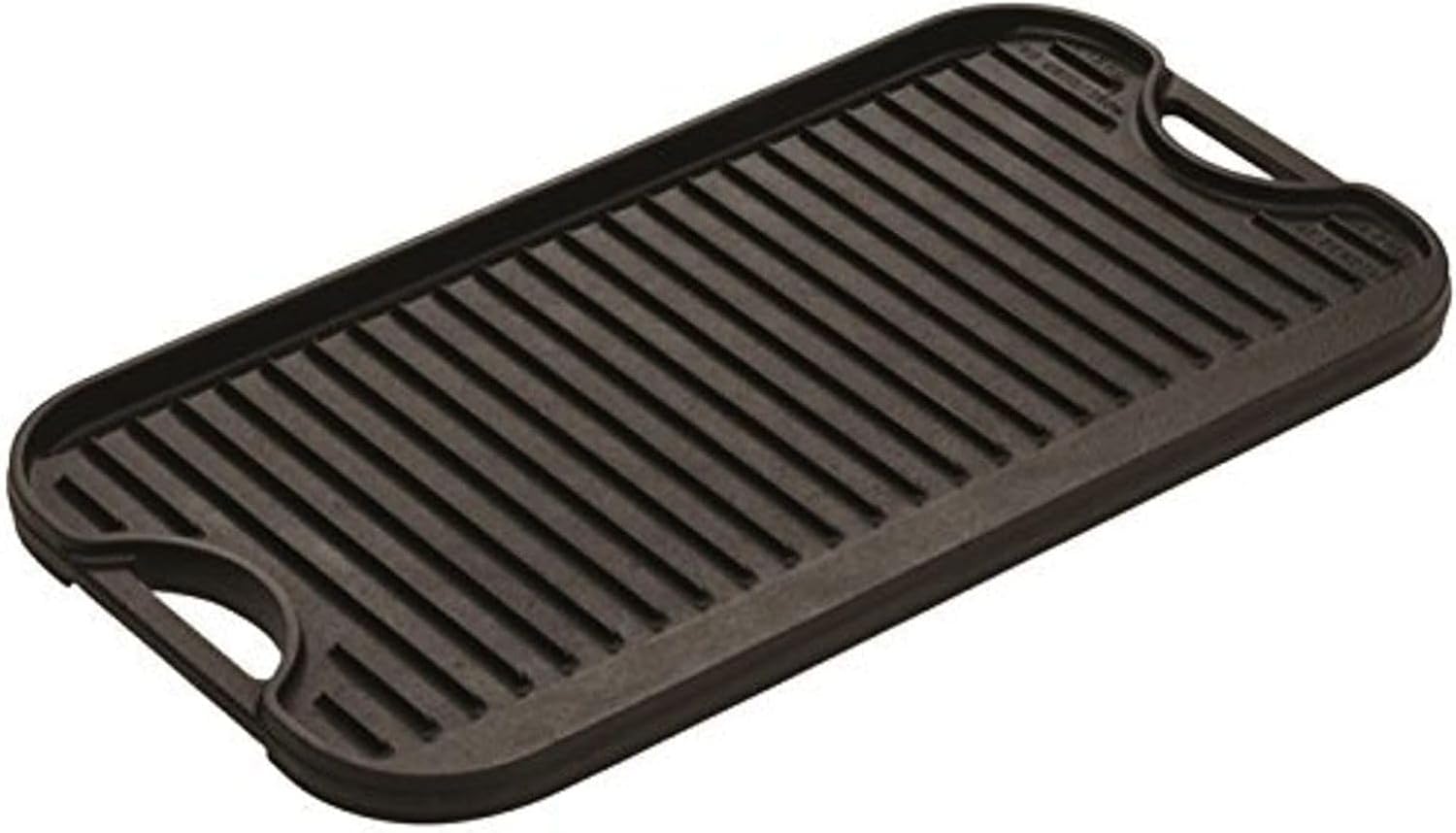 Lodge 20 x 10.44 Inch Pro-Grid Reversible Cast Iron Grill/Griddle – Double Burner Cookware