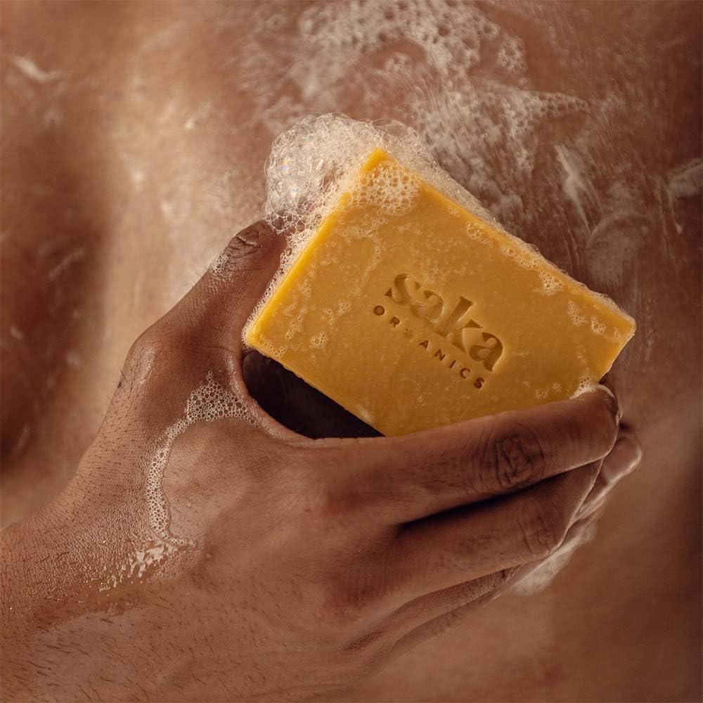 Saka Organics Zesty Revival Lemon-Basil Soap with Shea Butter | Handcrafted, Vegan & Plant-Based | Sulphate & Paraben-Free | Cleanses & Maintains Skin Freshness | 120g (Pack of 1) 1