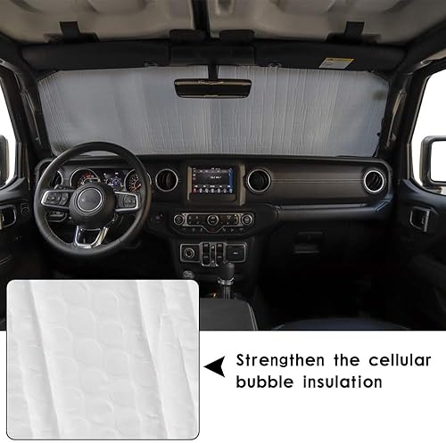 Miniatura 10 de Parasol para parabrisas de automóvil, protector térmico para Jeep Wrangler JL JLU 2018-2023 Rubicon Sahara 2 puertas y 4 puertas y Gladiator JT