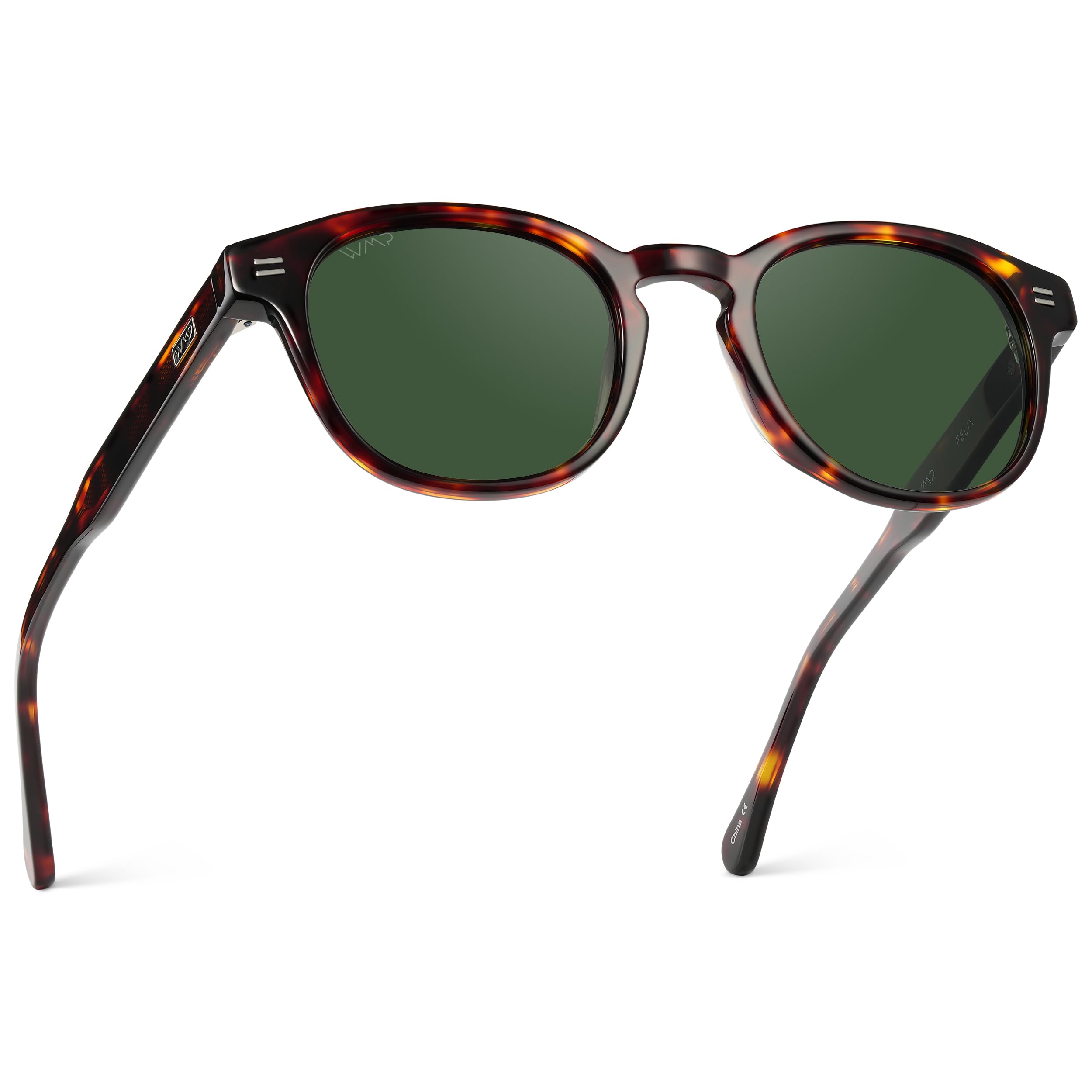 WearMe Pro - Men's Retro Round Oval Polarized Sunglasses, Lightweight Acetate Frame, UV Protection, Metal Core Design