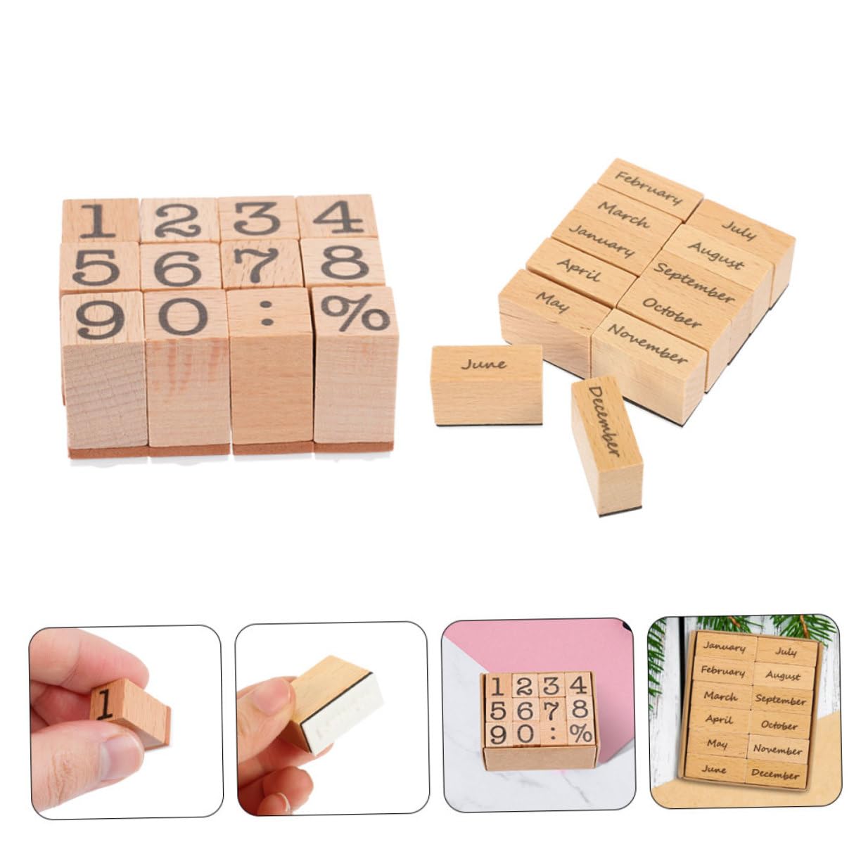 Angoily 8 Juegos Madera Decorativos Scrapbooking Mes y Manualidades y Tarjetas