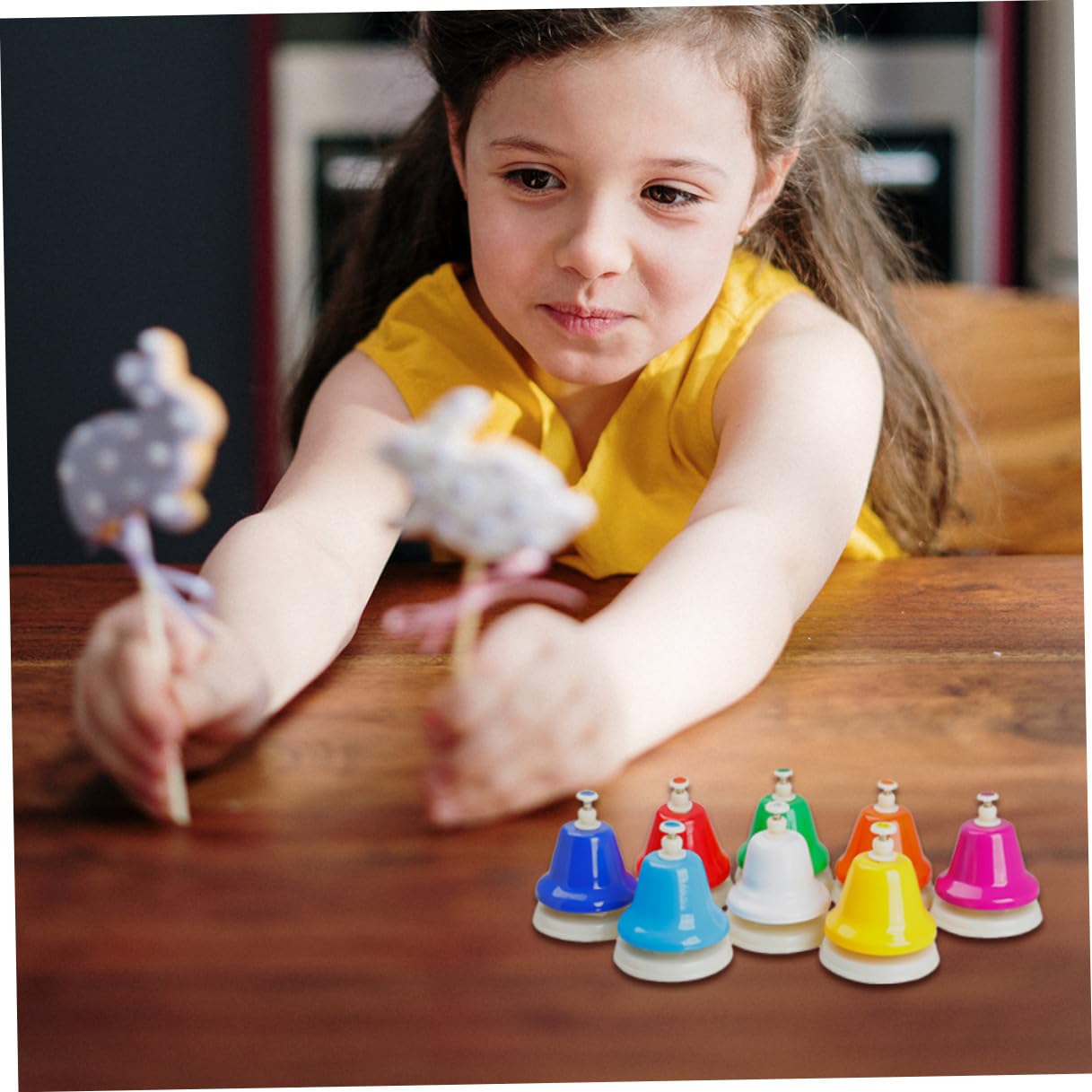Campana Rítmica de Mano de Metal de 8 Notas, Acero Inoxidable, 1 Juego | Juguete Educativo para Niños, Juguete de Instrumento Musical, Decoracion Colegio