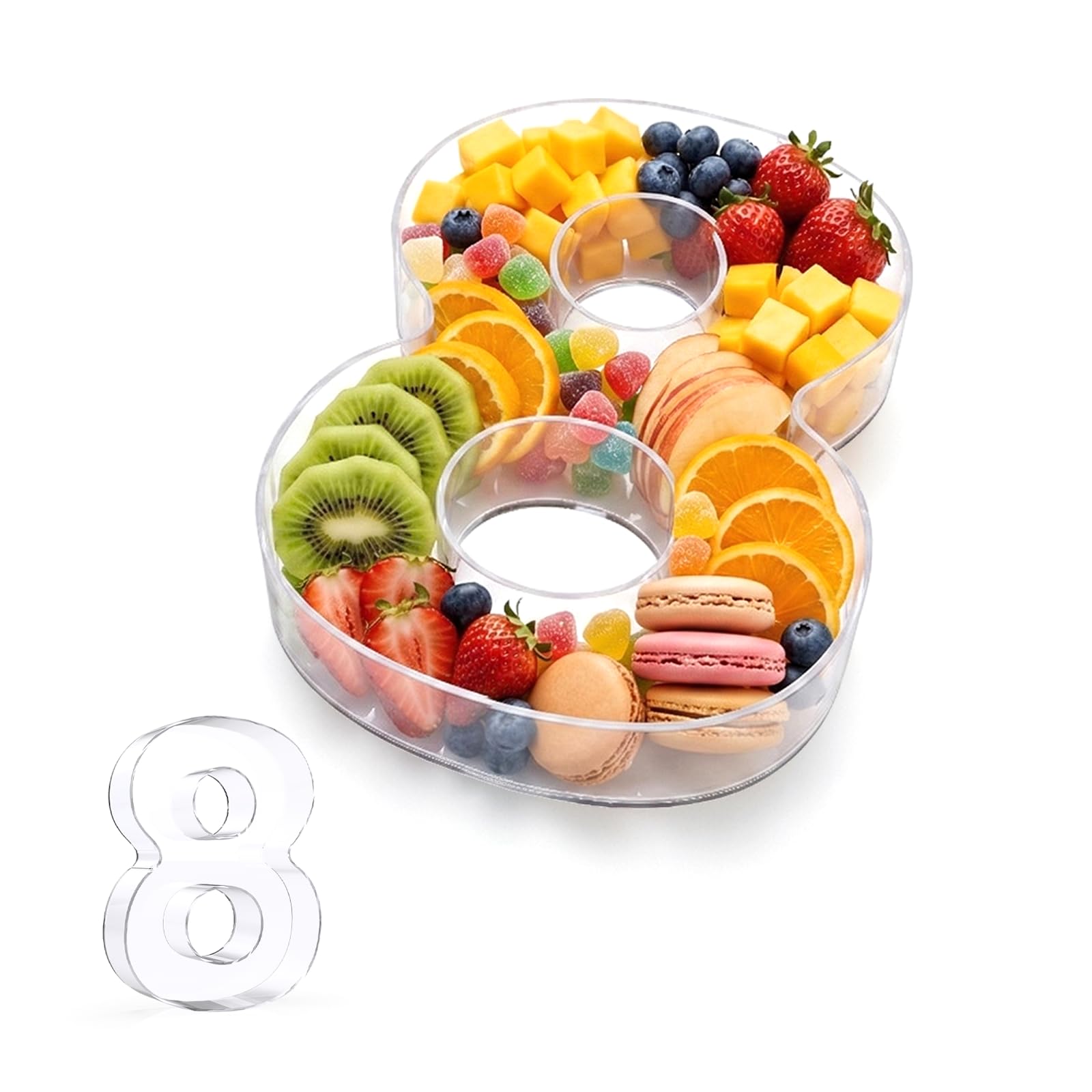 Pooqla 10" Acrylic Number 8 Charcuterie Tray for 8th Birthday Decorations