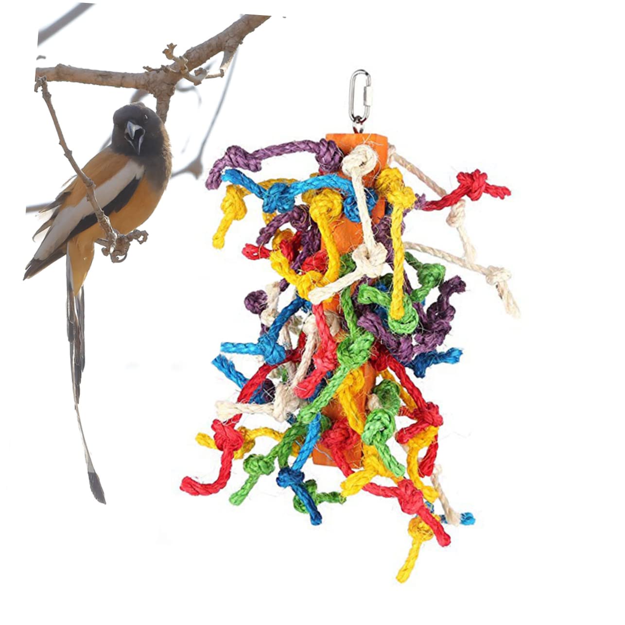 Toddmomy 3piezas Juguete para Pájaros De Cuerda Accesorio para Jaula De Periquitos y Juguete Masticable para Estimulación y Entretenimiento De Aves Pequeñas