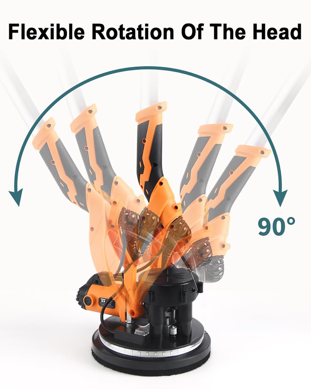 Lijadora eléctrica para paneles de yeso con motor de cobre puro, sistema de vacío sin polvo, velocidad variable y poste de extensión para alisar paredes, techos y yeso para uso doméstico