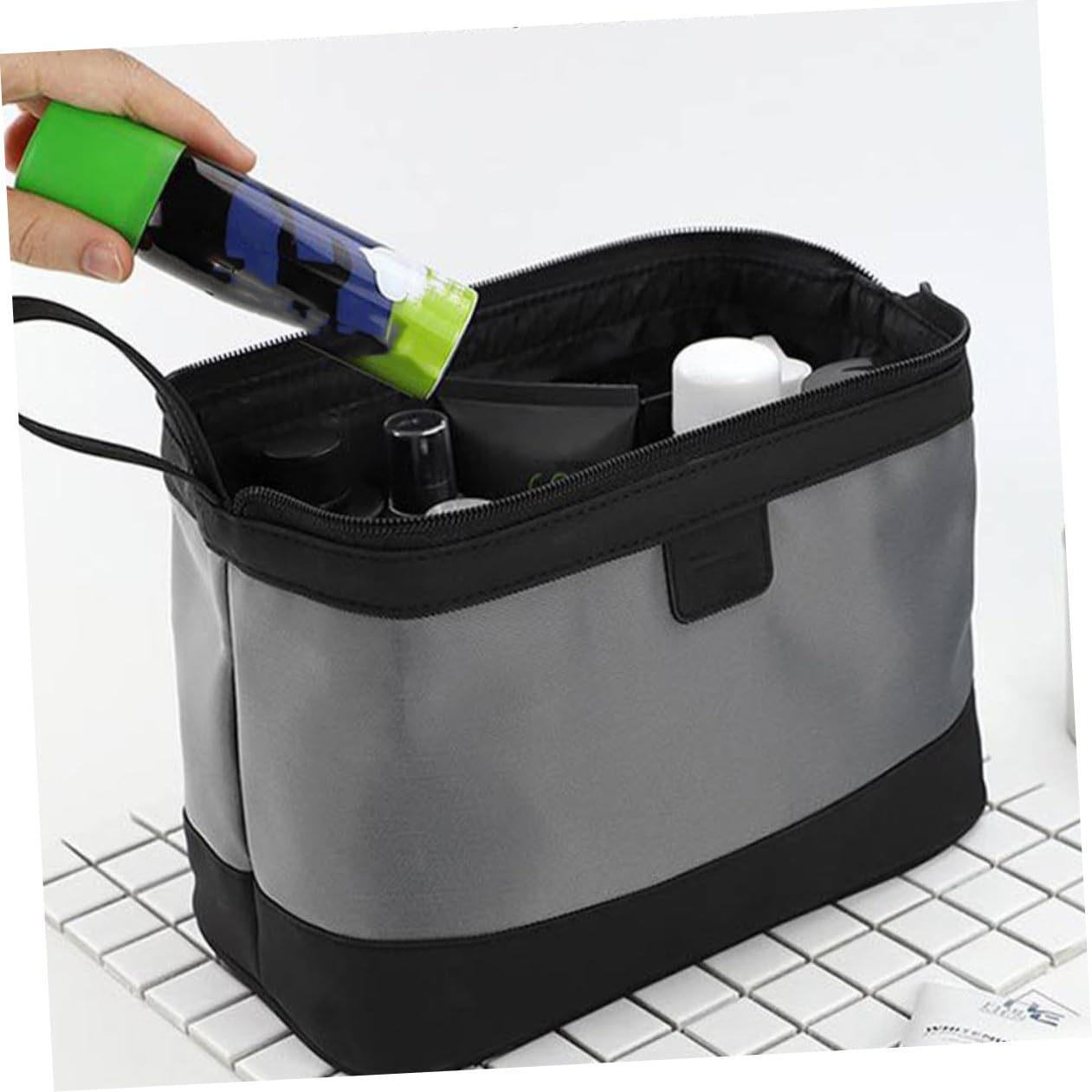 FRCOLOR Borsa da Toilette da Uomo in Nylon Design Multi-scomparto Resistente per Viaggio e Utilizzo Quotidiano