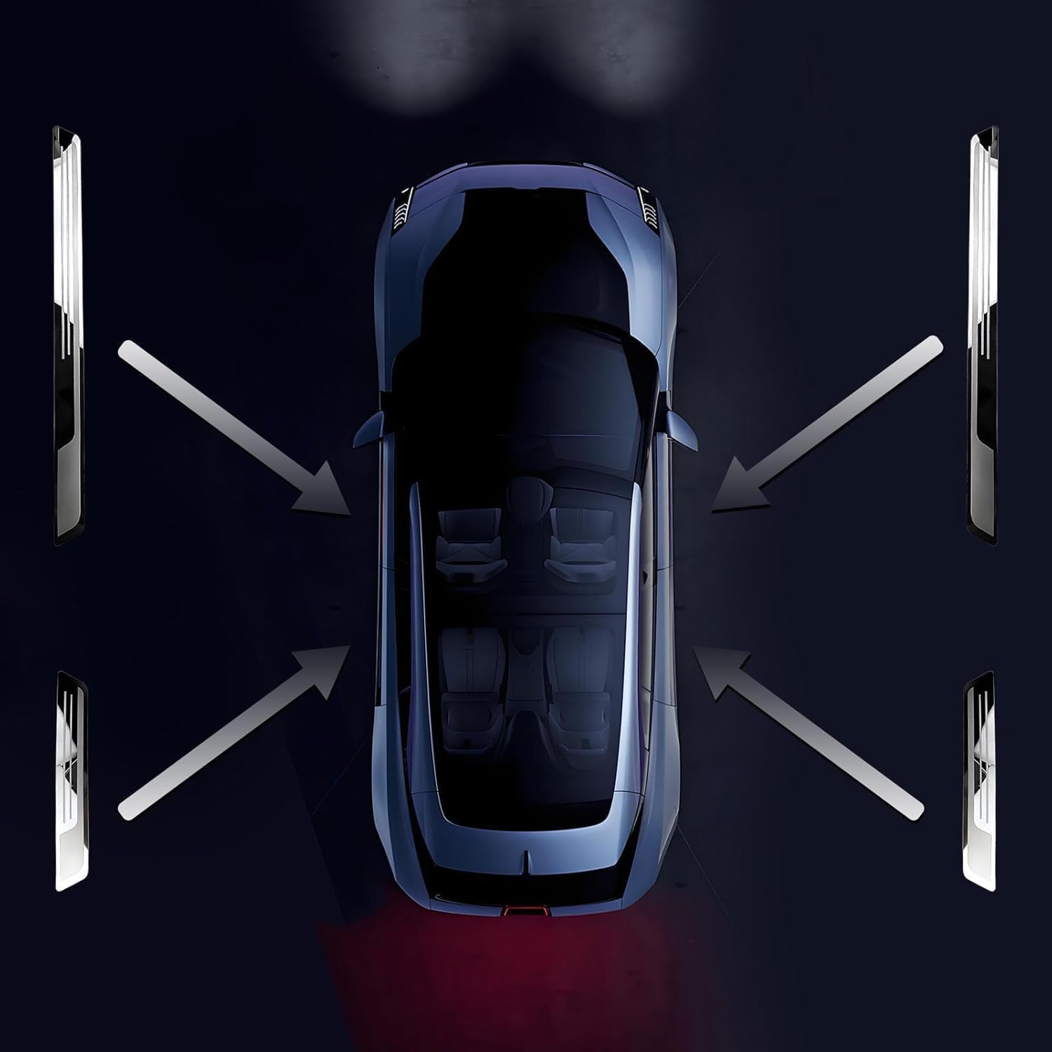 4PCS Car Door Sill Protector for Skoda Kodiaq (7 Seats) 2017-2024, Stainless Steel Car Door Sill Strip Waterproof Door Threshold Strips Entry Guard Edge Accessories