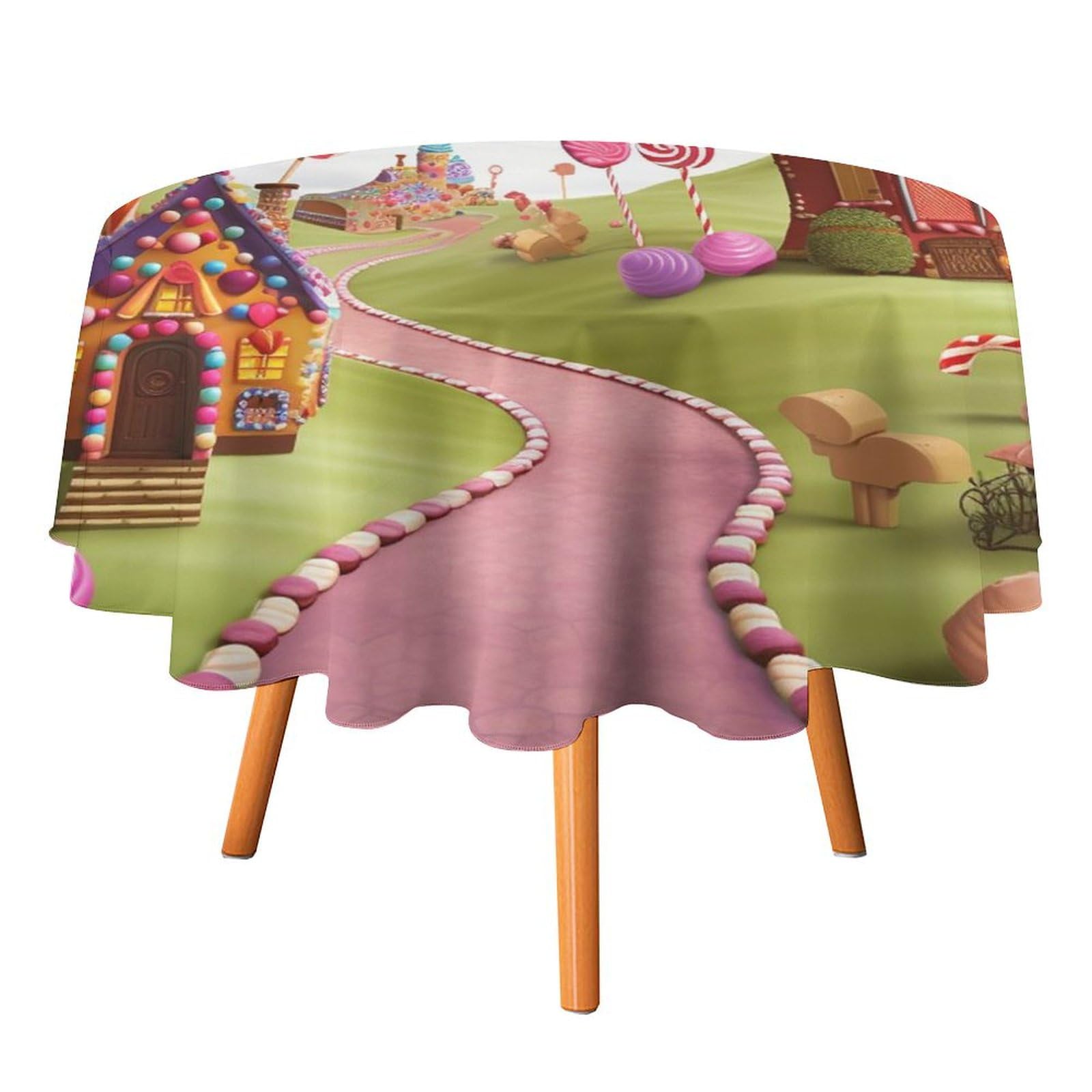 Nappe de table ronde en polyester Candy Land 177 cm