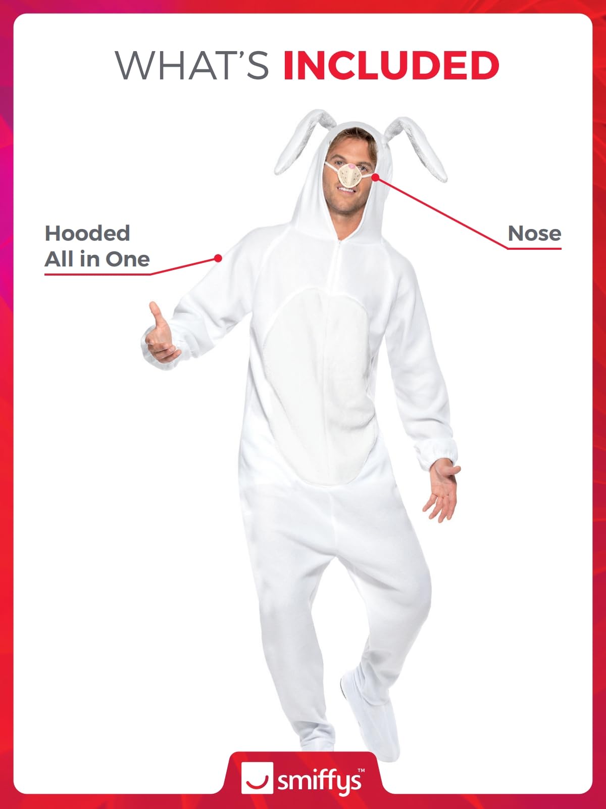 Smiffy's Men's Bunny Costume Includes Jumpsuit With Hood - View #11