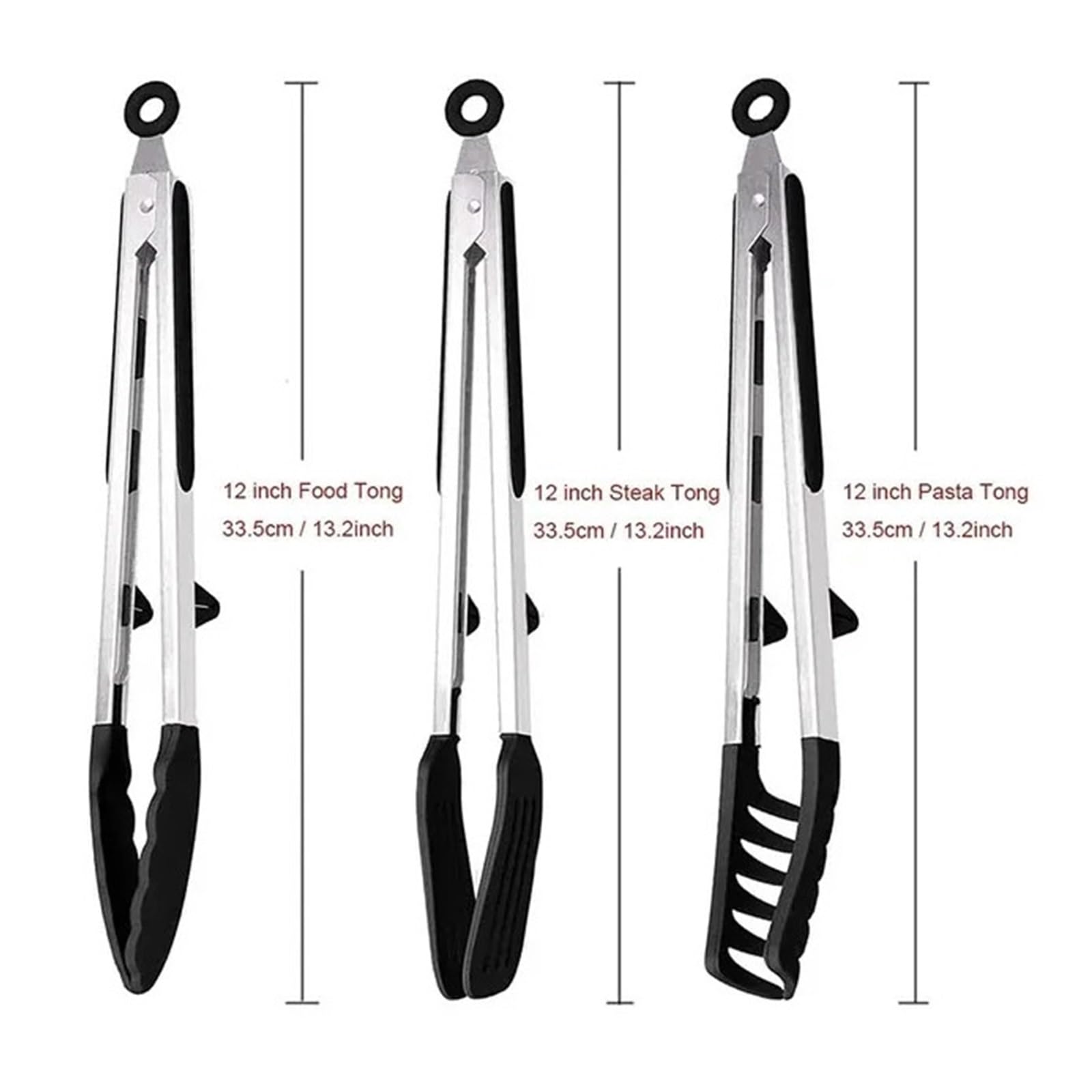 Juego de 3 pinzas cocina silicona antiadherentes for servir alimentos, ideales for barbacoa, ensaladas, filetes, pasta, espaguetis y fideos