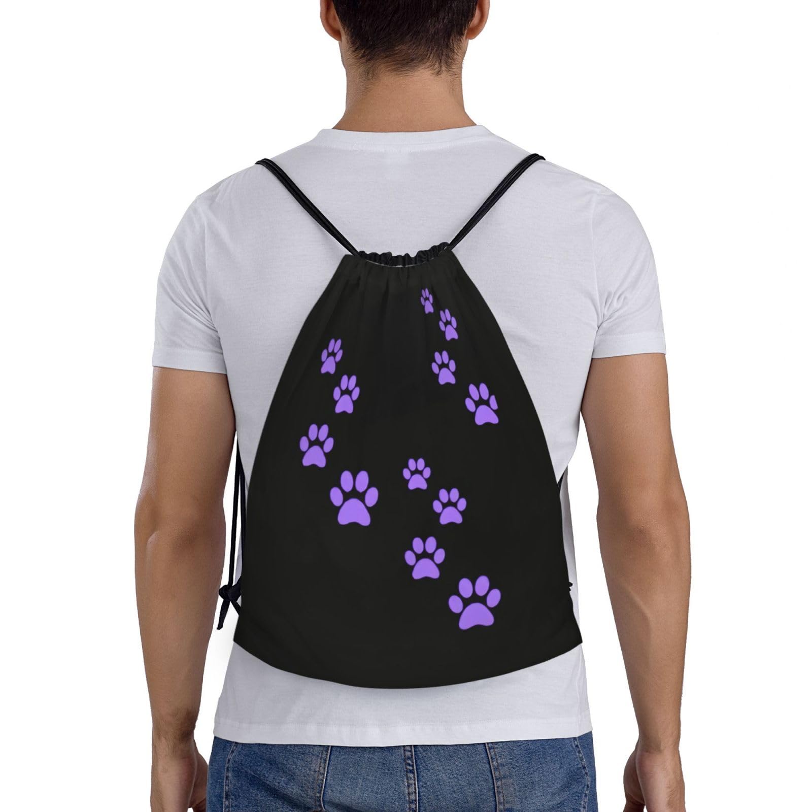 YSBYEIU Cute Dog Paw Print Drawstring Backpack Adjustable Bag Sackpack Paws Bags for Gym Shopping Sport Yoga