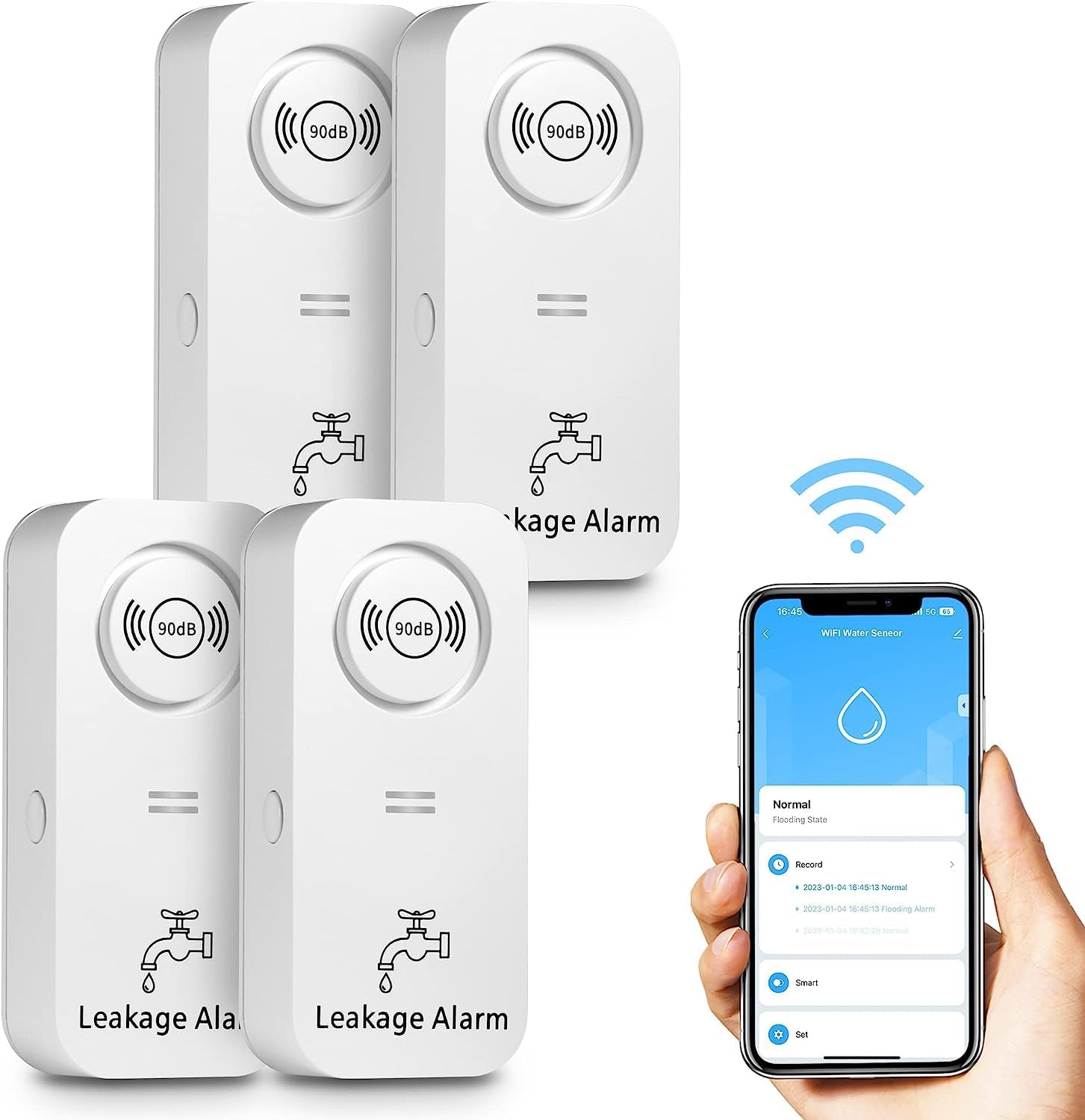 WiFi Water Leak Detector ( 2.4 G WiFi ) for Home, 90 dB Water Sensor WiFi Water Leak Detector ( 2.4 G WiFi ) for Home, 90 dB Water Sensor