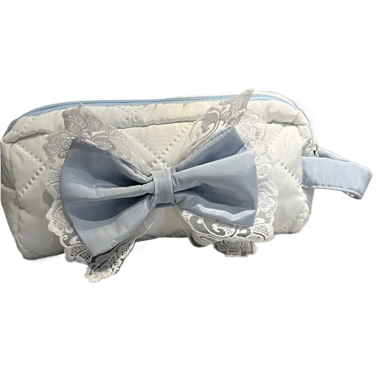 Estuche Estuche for lápices de la PC, bolsa for bolígrafos con lazo, papelería de corazón, bolsas de almacenamiento portátiles, bolsa con cremallera, soporte escolar de gran capacidad, 2 uds.(Blue)