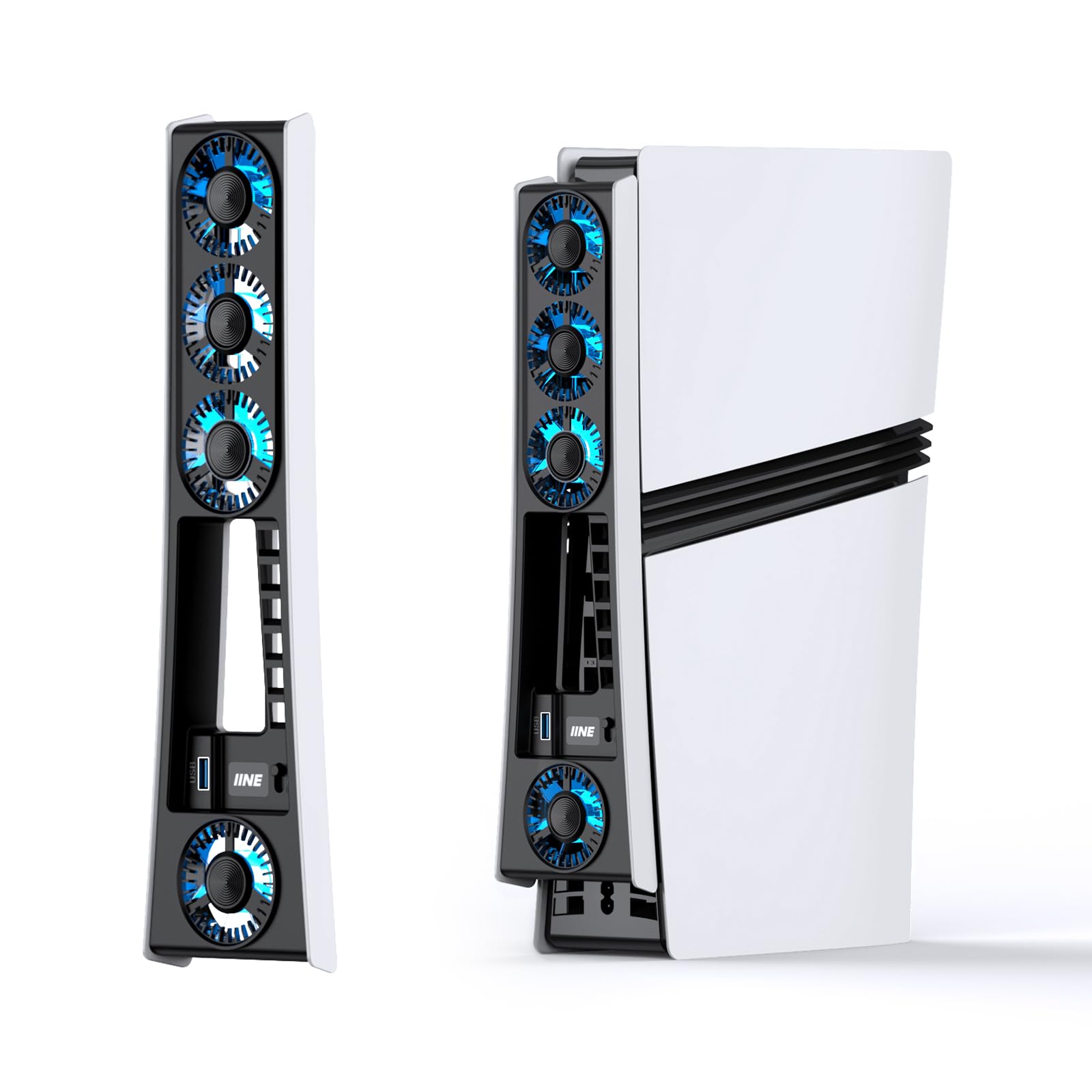 Ventilateur de refroidissement pour PS5 Pro, ventilateur de refroidissement efficace avec vitesse réglable/lumière LED, accessoires de refroidissement à température contrôlée PS5 PRO avec port USB 3.0