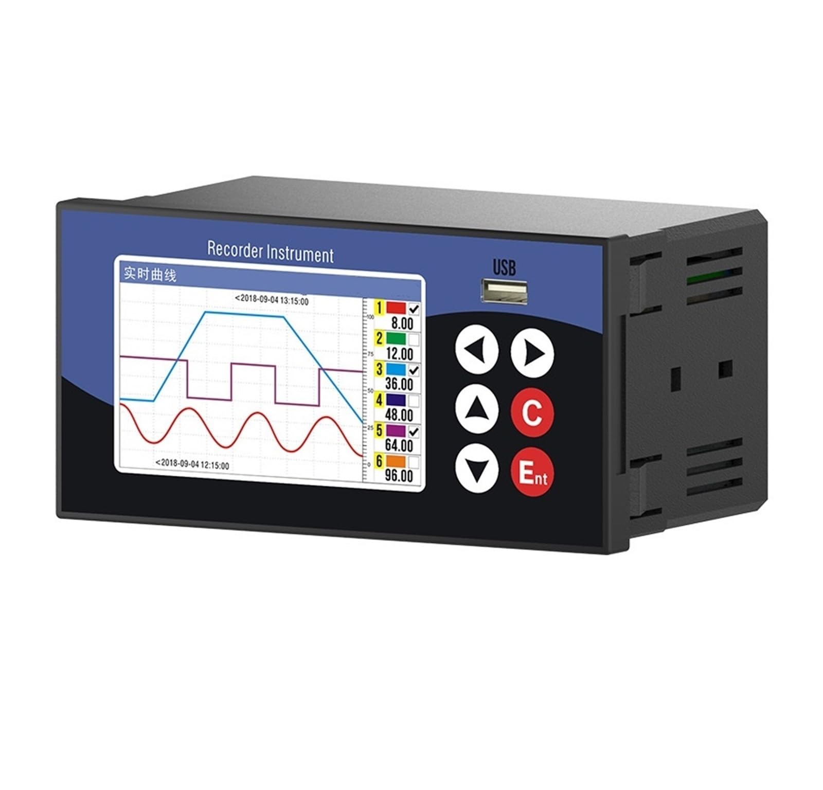Datenlogger, 1–6 Kanäle, industrieller papierloser Rekorder, Temperaturdaten, Strom, Spannung, Druckpegel, 4–20 mA, RS485(1 Channel RS485 220V)
