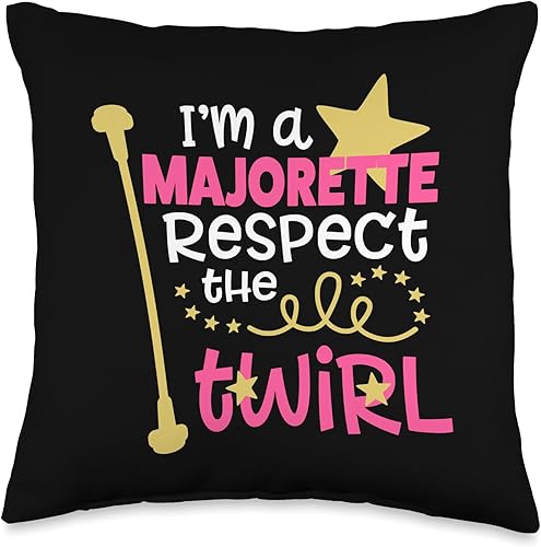 Miniatura 1 de I'm a Majorette Respect The Twirl Throw Pillow, 16x16, Multicolor
