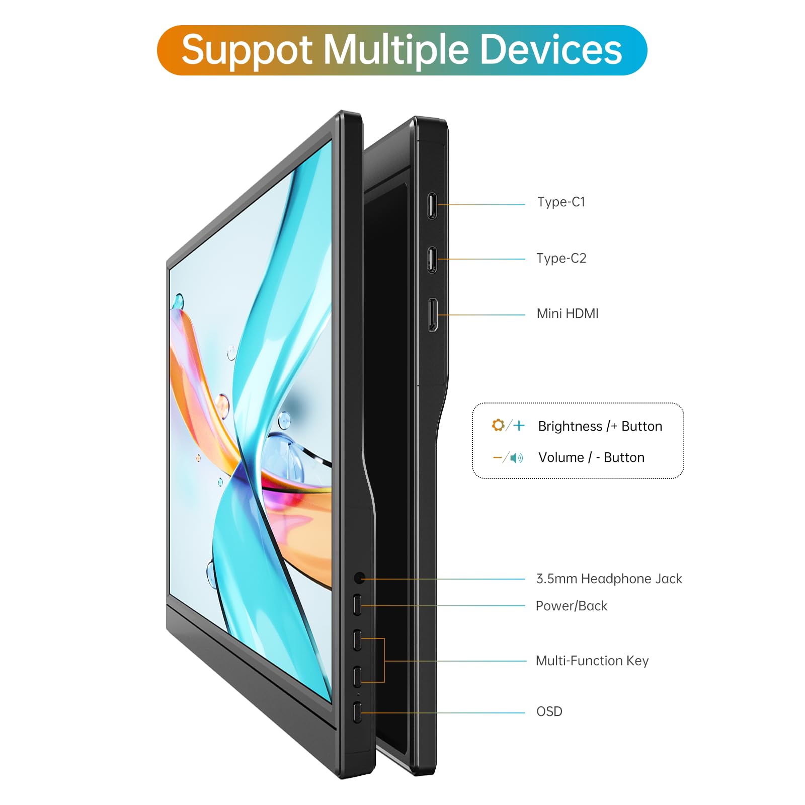Amazon.com: WCV Portable Monitor 15.6 Inch 1080P USB-C HDMI Ultra
