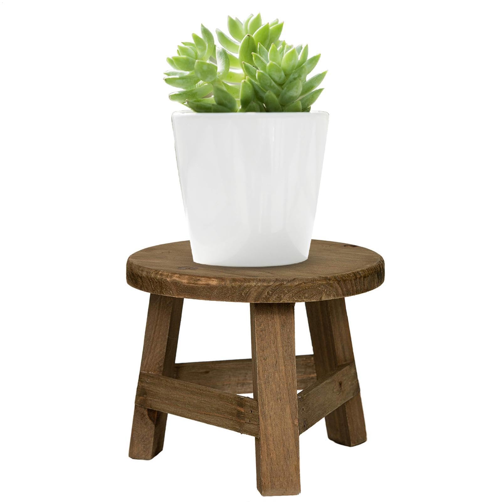 Ocastuted Wooden Plant Stand - Small Wooden Stool | Plant Stool Modern Flower Display Holder - Decorative Garden Stool | Indoor Plant Round Display Tablefor Outdoor Home Garden Decor