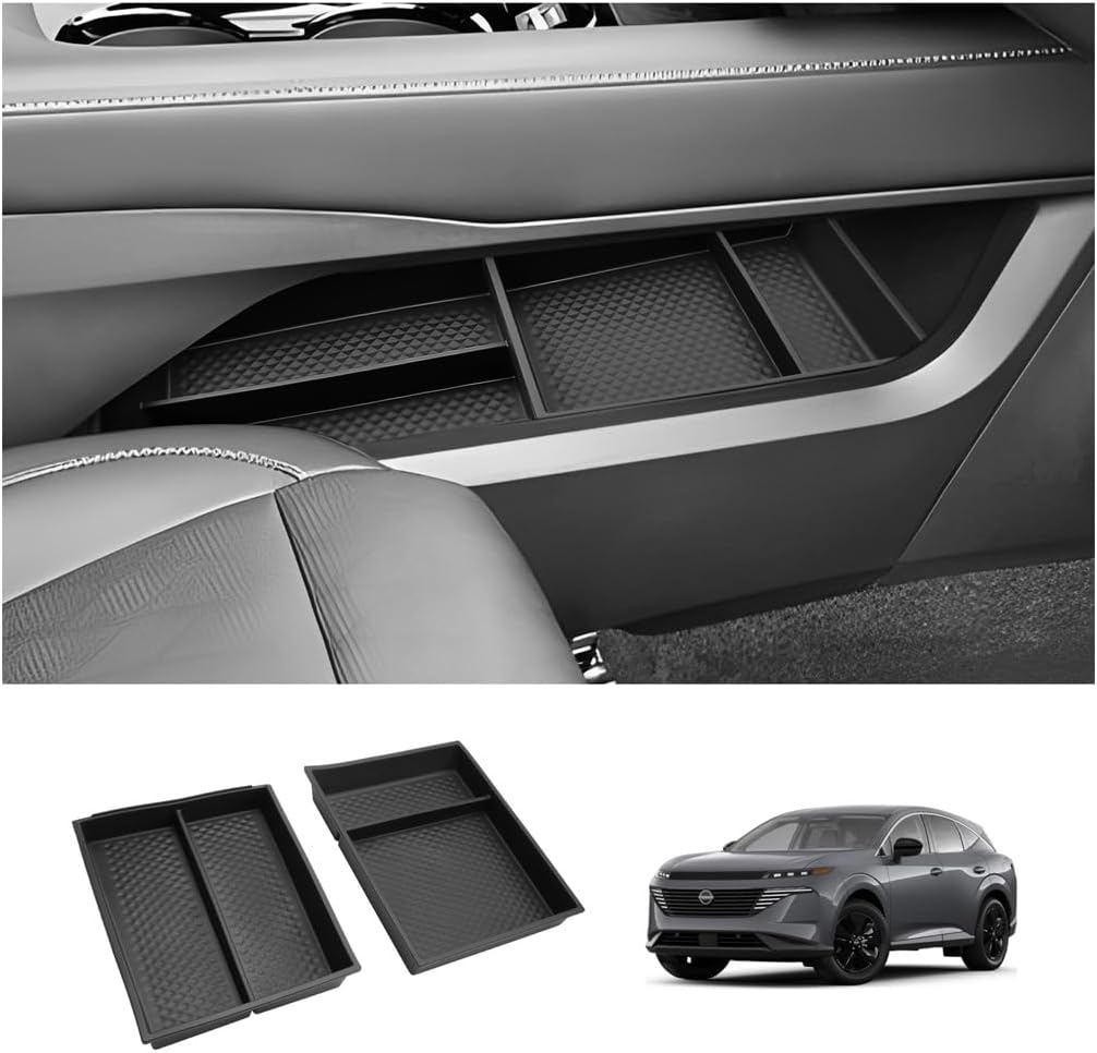 LUWU 2025 Murano Lower Center Console Organizer Compatible with 2025 2026 Nissan Murano SL/SV/Platinum Accessories Armrest Console Organizer Armrest Insert Tray Murano 2026 Accessories Black 2-Pack