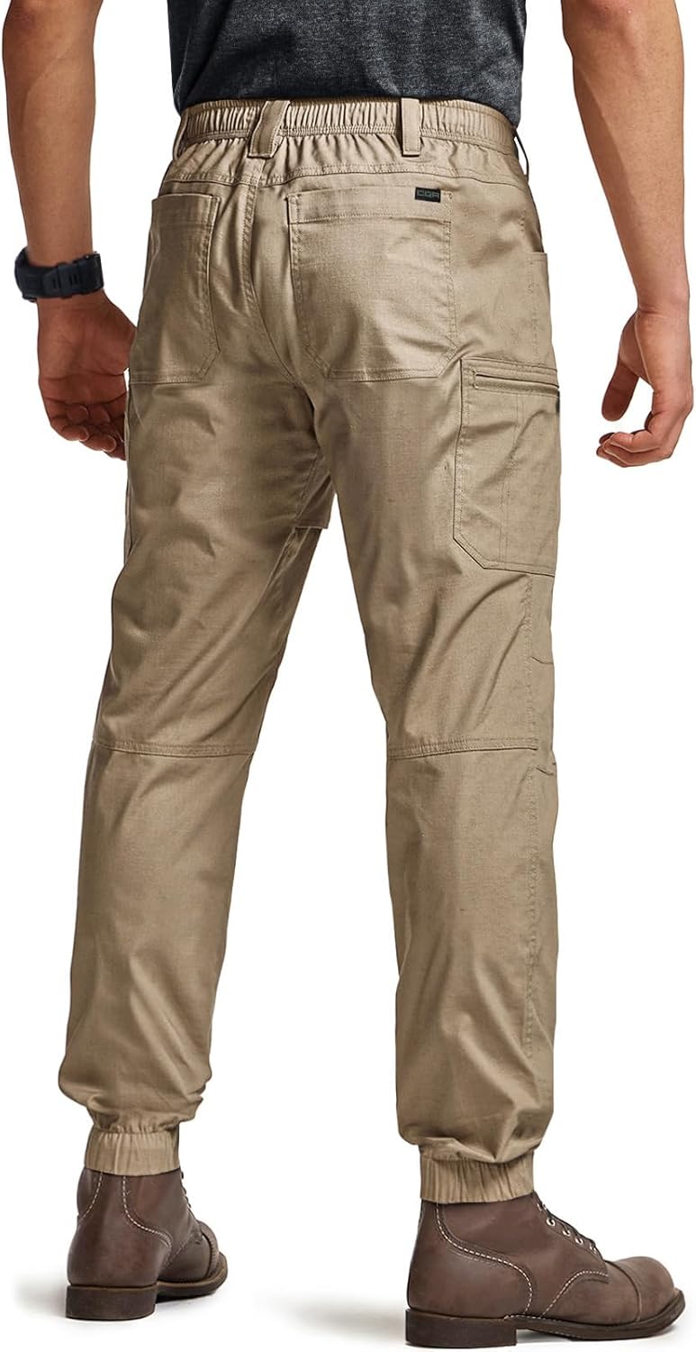 CQR Men's Flex Lightweight Joggers, Elastic Waist Drawstring Casual Pants, Tapered Fit Water Resistant Outdoor Cargo Pants - Image 2