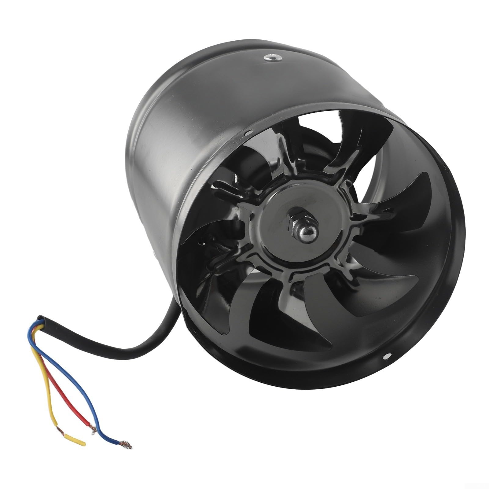 Ventilador de tubo de 150 mm, carcasa de metal, silencioso, 200 – 600 m³/h, 40 W, para cocina, baño, taller, garaje, industrial, aspiración (negro)