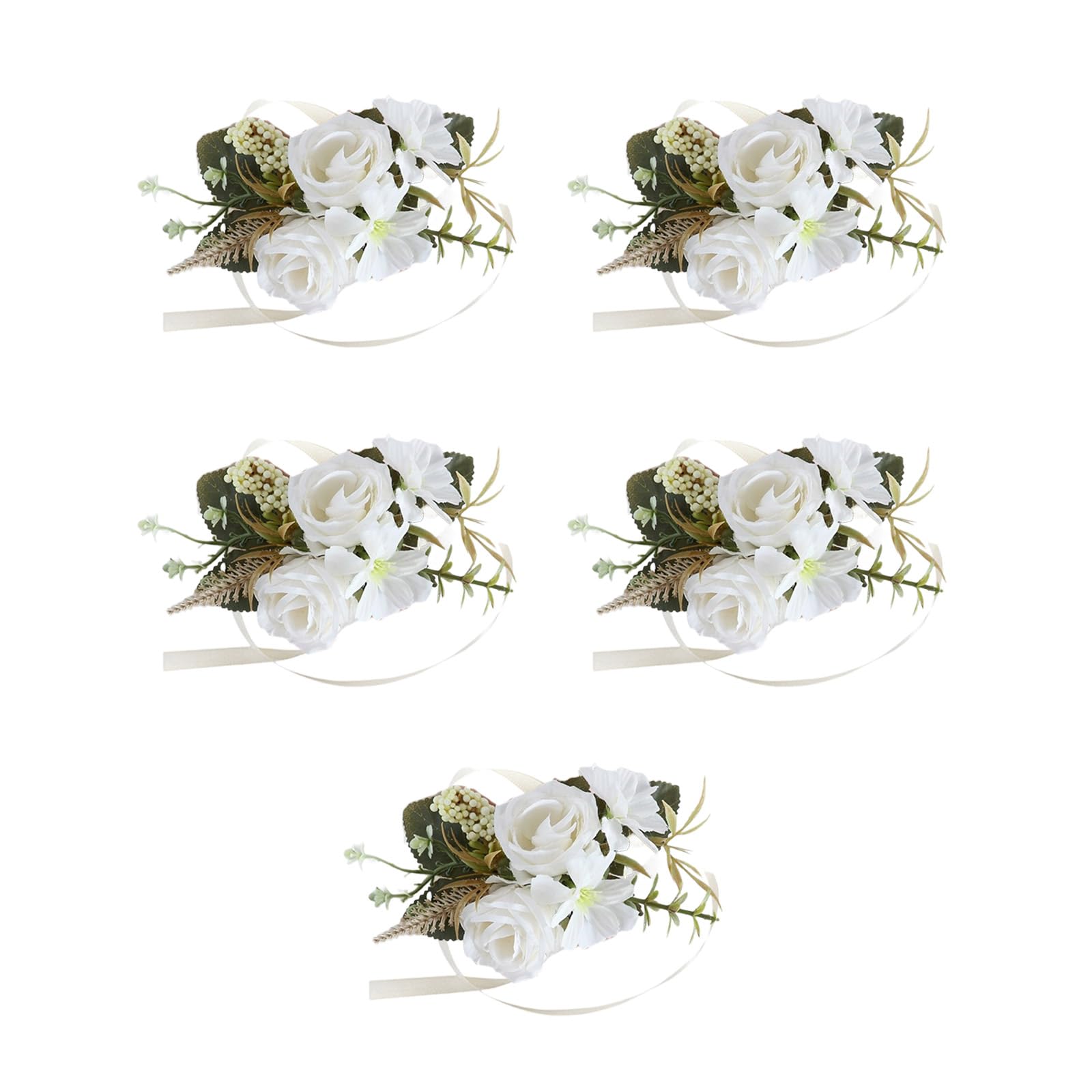 Tsophreniq 5Pcs Wedding Corsages Boutonniere Prom Boutonniere for Wedding Ceremony Anniversary, Rose Corsages for Bride and Groom, Artificial Flower Brooch