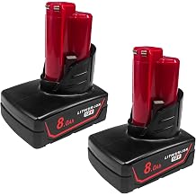 2Pack 8000mAh 12V Battery Replacement for Milwaukee M12 Battery Compatible with 12 Volt M12 Cordless Power Tools 48-11-2401 48-11-2402 48-11-2460 48-59-2401