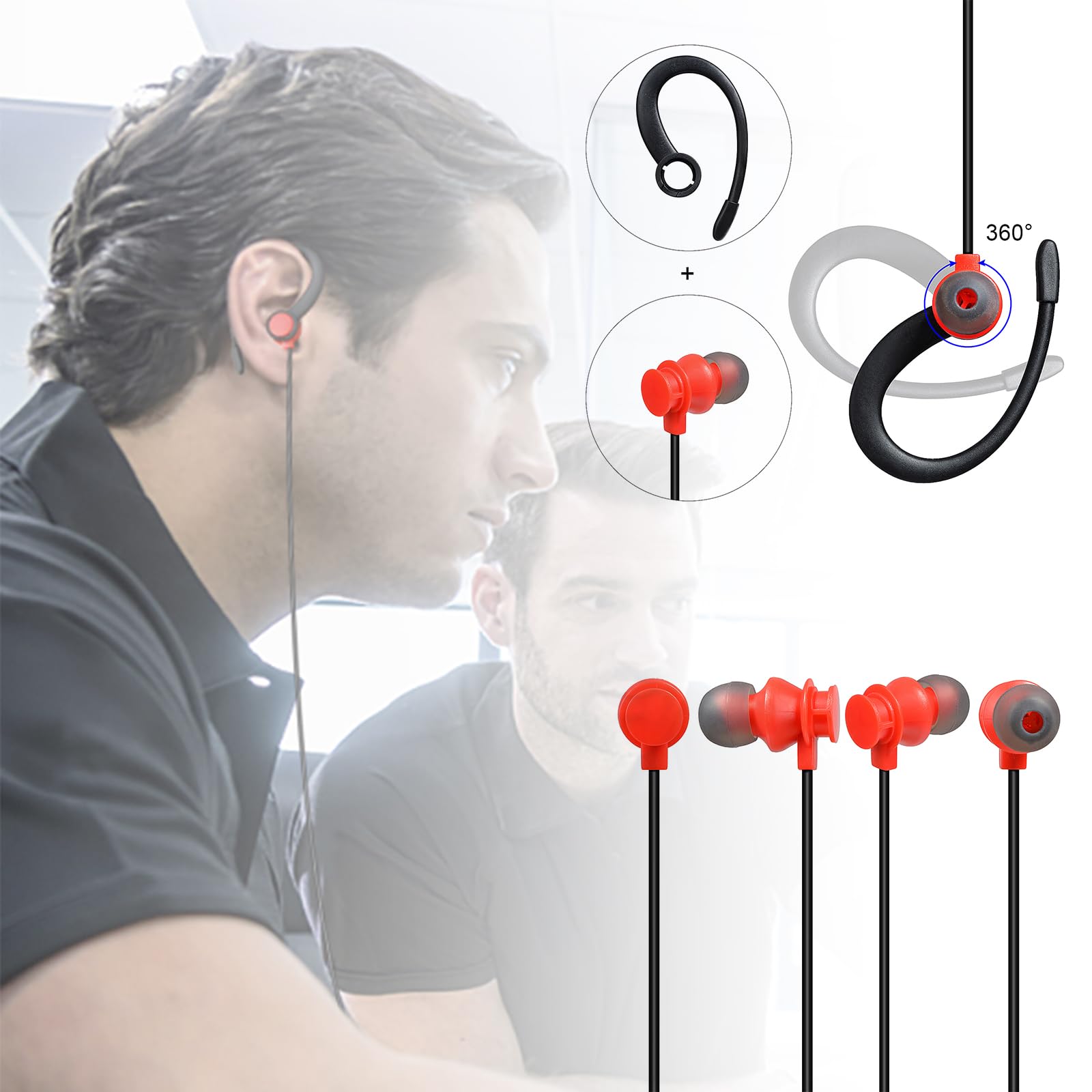 2-Pin Walkie-Talkie Headset mit Mikrofon PTT | kompatibel mit Baofeng UV-5R Retevis Kenwood Quansheng Walkie-Talkies