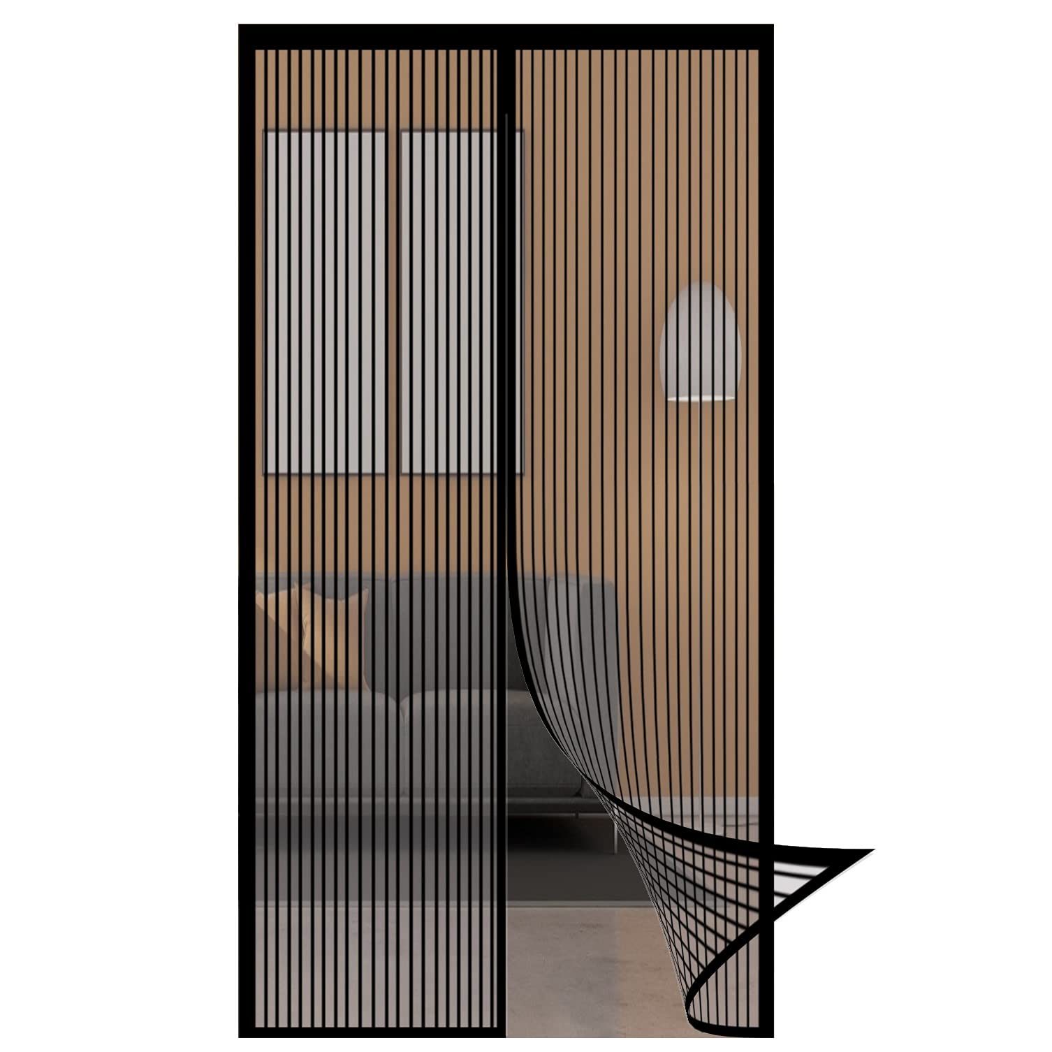 Gouer Black Magnetic Fly Screen Door, 70X190cm Keep Bugs Out Heavy Duty Mesh Curtain Auto Closer Magnet, For Balcony Sliding Living Room Children's Room,