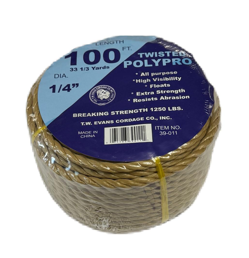 1/4" X 100' Brown POLYPRO Rope