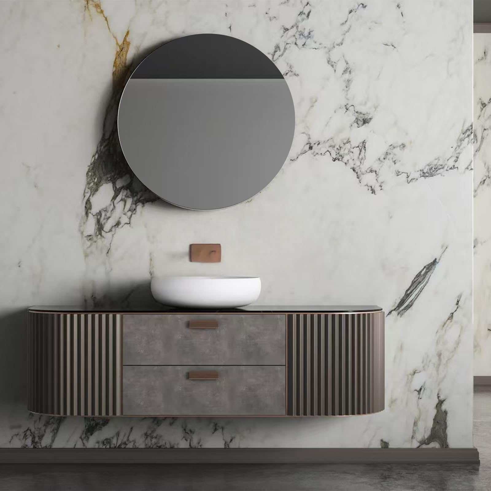 VOSSOT Lot de 3 miroirs ronds autocollants - 20 cm - En acrylique - Pour salle de bain, salon, chambre à coucher - Rond - Petit