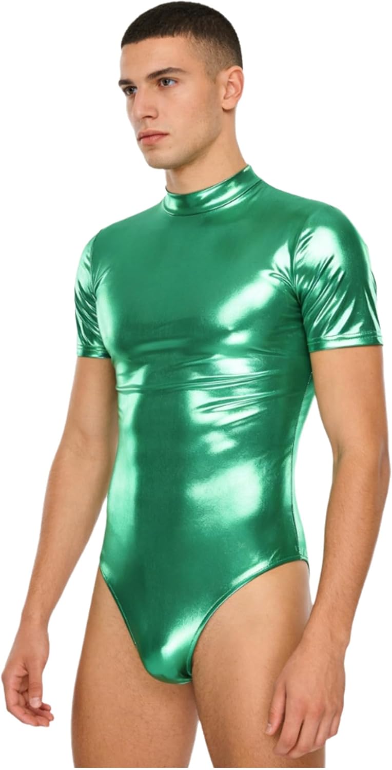 Adult Men's Bodysuit Front Zipper Gymnastics Rompers One Piece Dance Leotard Clubwear Yoga Sportswear