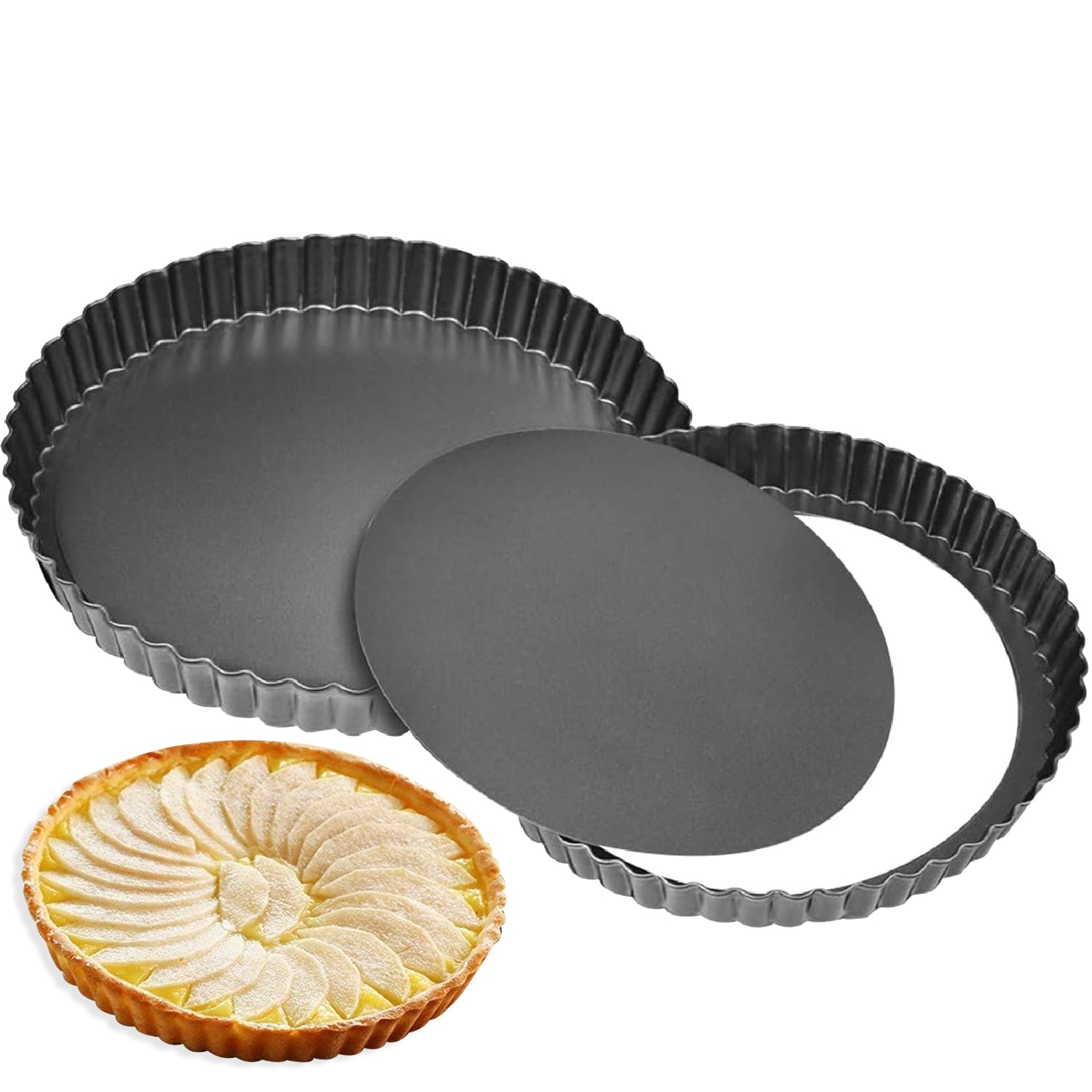 Amazon | ESTVLB タルト型 20cm 底取式 2個セット 炭素鋼 非粘着