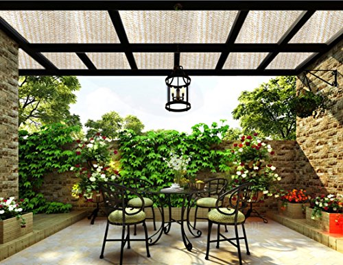 Shatex 90% Sun Shade Fabric, Sun-Block Net Mesh Shade With Clips For Pergola Cover Porch Vertical Screen 6X8Ft, Beige #TOP1