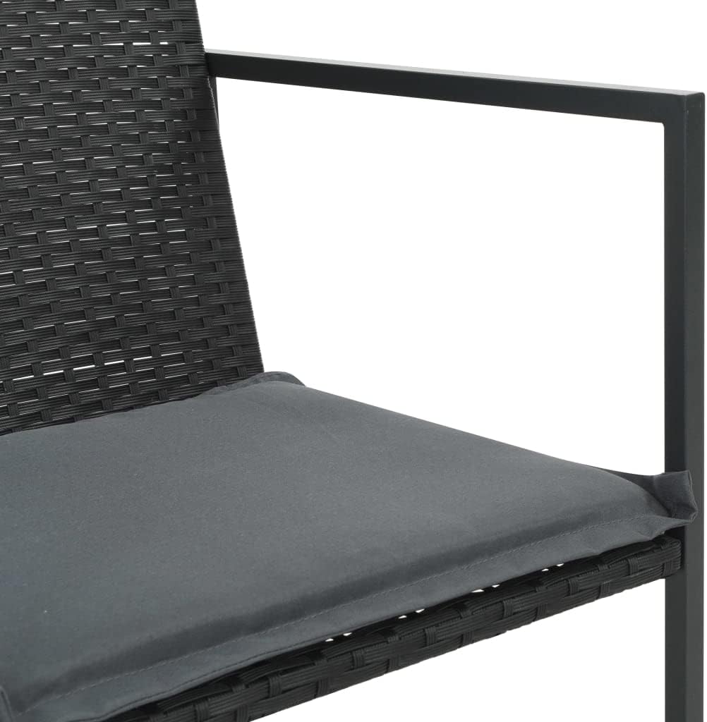 9 Piece Patio Dining Set with Cushions,Party Furniture,Afternoon Tea Suit,Backyard Decor,Backyard Furniture,Perfect for Patio, Garden, Porch,Family Room,Sitting Area, Poly Rattan Black