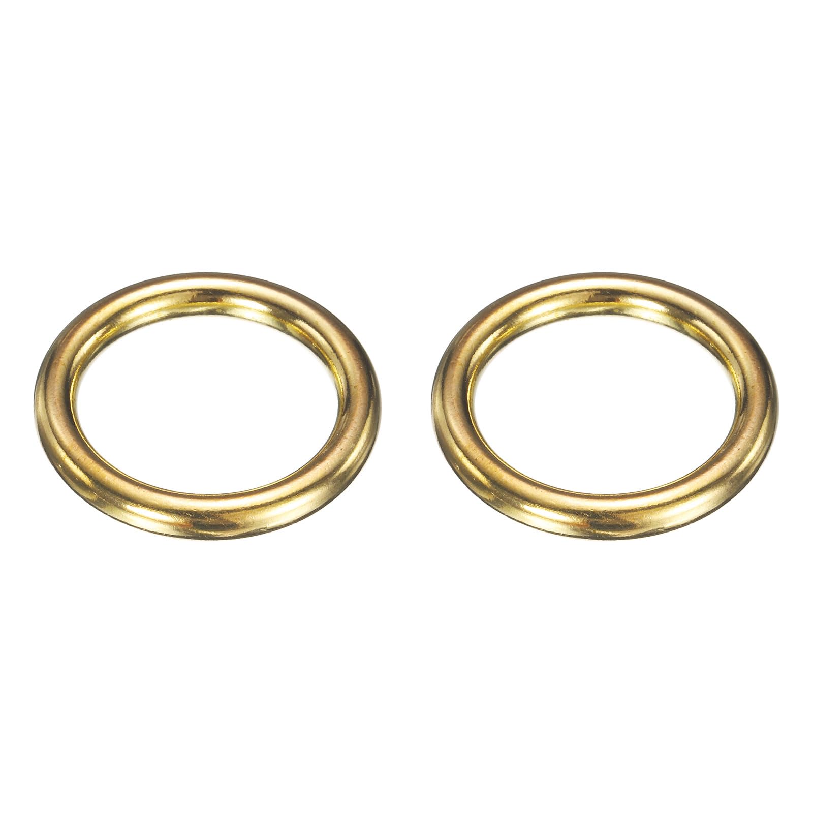 PATIKIL Metal O Ring, 2 Pcs 1.4 Inch OD 1 Inch ID 5mm Thick Seamless Solid Round Brass O Rings for Dog Leashes Wall Plant Hanging Basket Bags Belts DIY Craft, Gold