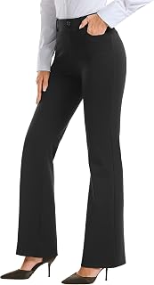 StelleAthletica Women's Bootcut Dress Pants 28"/30"/32" Pull-On Business Casual Slacks with Pockets for Office Work