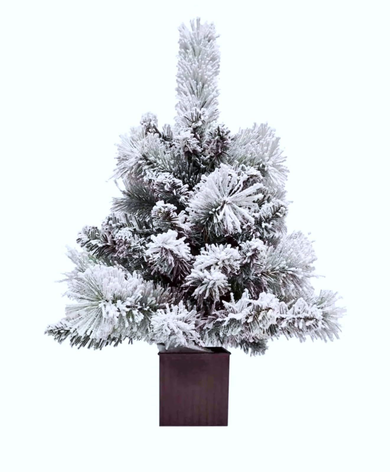 Homion White Pre-Lit Frosted Snowflake Christmas Tree With Lights Winter Fibre Optic Xmas Traditional Decoration For Home Doorway Artificial Xmas Tree With Led Lights & Retro Base X-Mas 2Ft Pre-Lit 60Cm
