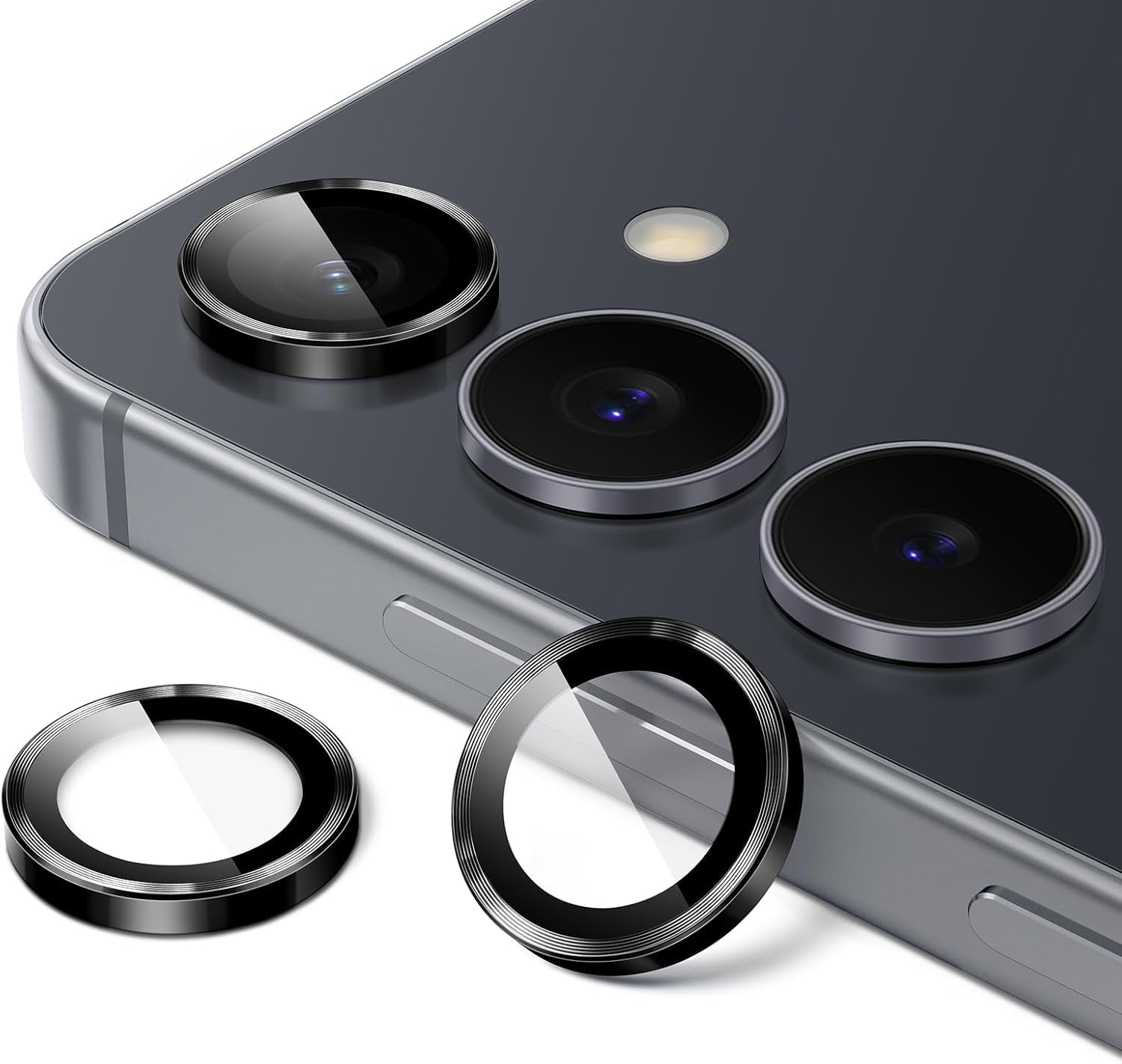 FabeKee Camera Lens Frame Glass Compatible with Samsung Galaxy S25 FE 5G Tempered Glass Aluminum Alloy Frame Individual Camera Lens Protector Cover (Black, Galaxy S25 FE 5G)-image-38