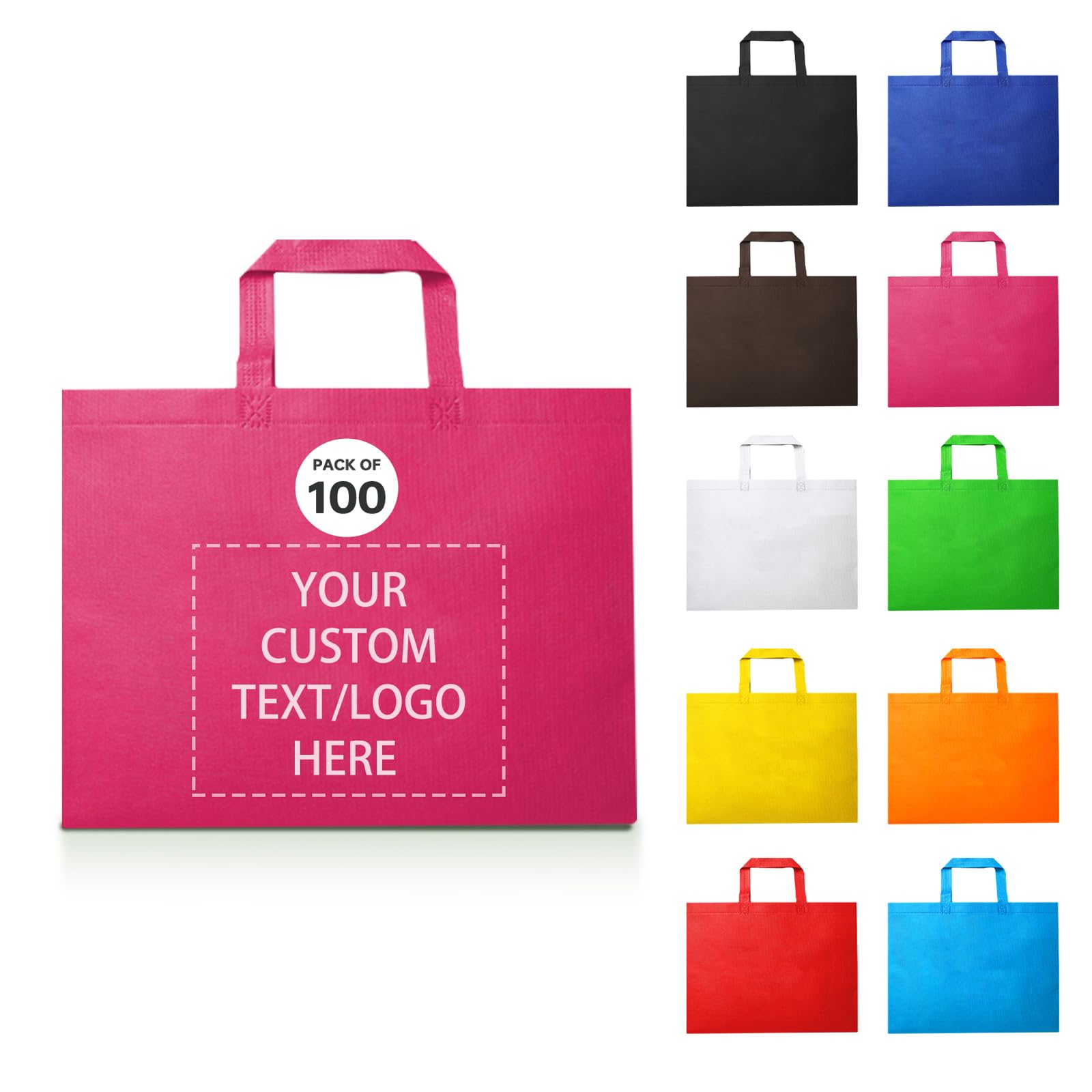 JEOHLORY 100 Reusable Shopping Bags custom bags with logo-Ideal for Company Promotions, commercial advertising,grocery bags