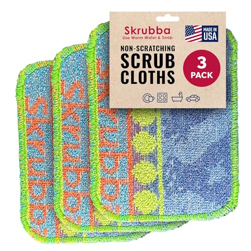Image of Wet-It Skrubba Non-Scratch Scouring Pad - European Scrubby Sponge for Kitchen Cleaning, Pots, Pans, Glass & Cookware - Durable Reusable Pad with Fun Chicken Design