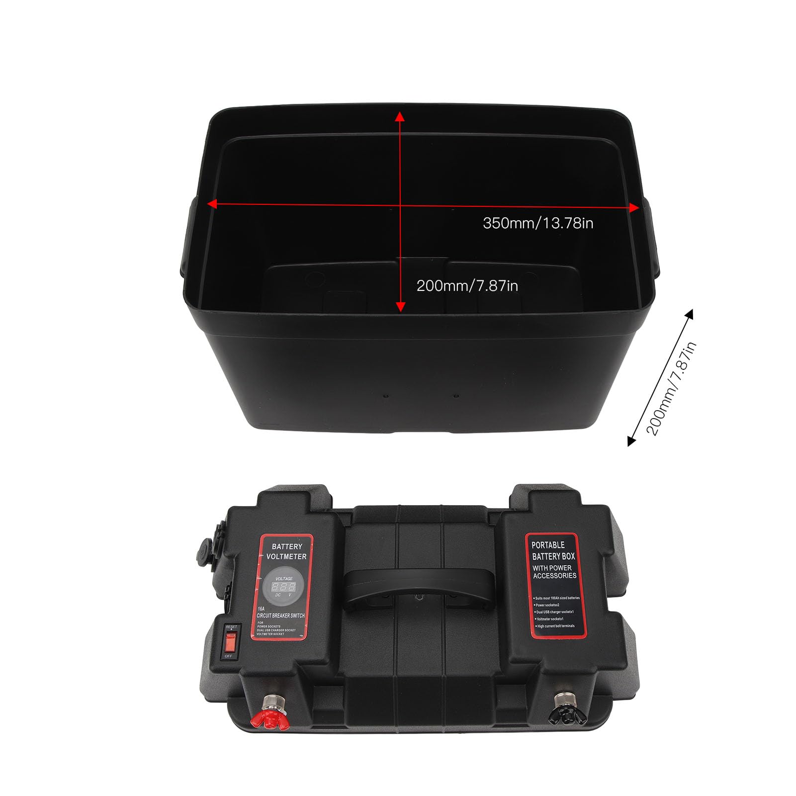 Centrum zasilania akumulatorowego SustVita 12 V z woltomierzem cyfrowym i dwoma portami USB, inteligentnym pojemnikiem na akumulatory do silnika do trolingu do łodzi, pojazdów
