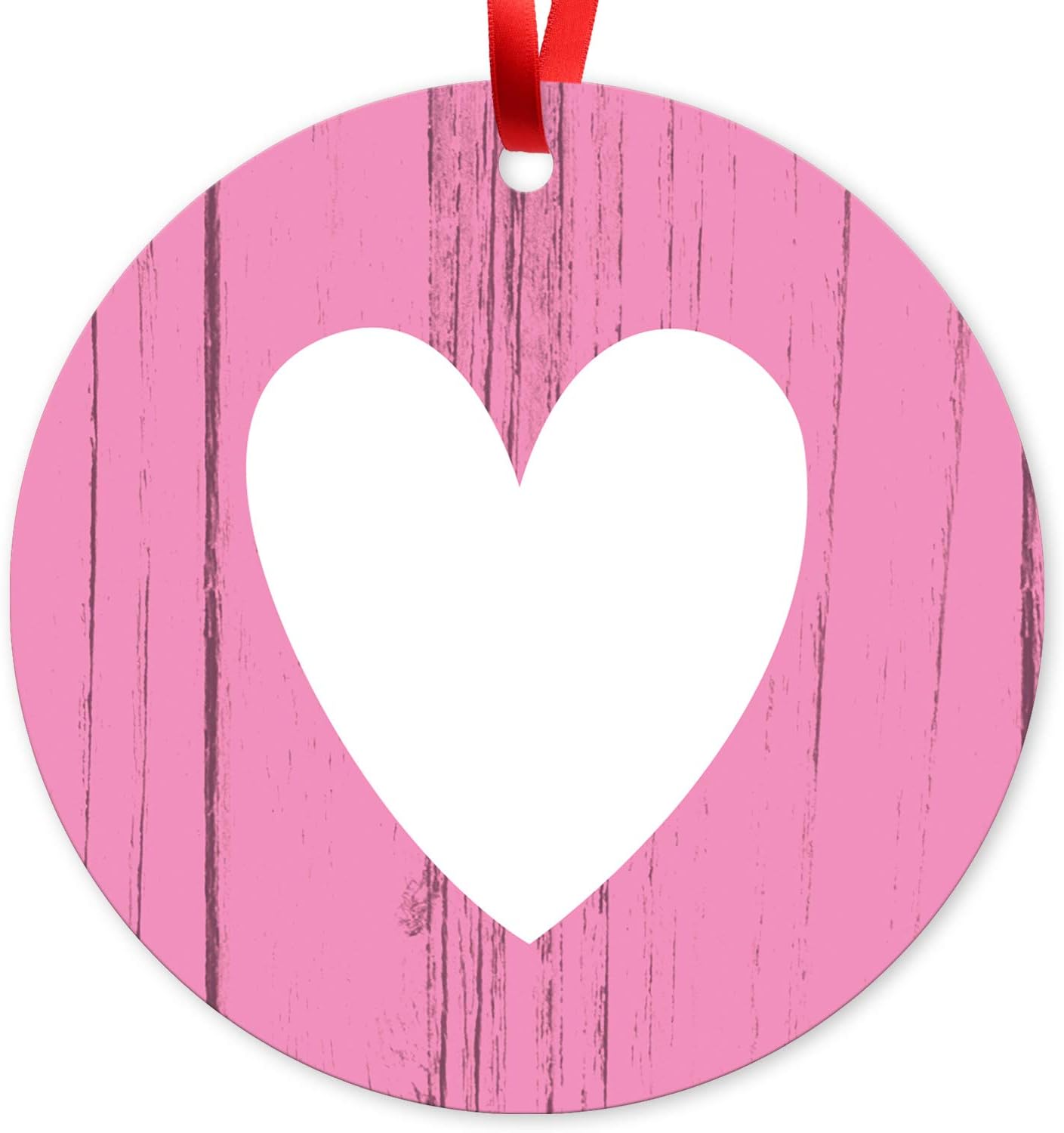 Soul Décor Valentines Day Ornaments Decoration, Mr & Mrs Heart, (Set of 3) Large 3.75" Round Metal Ornament, with Red Satin Ribbon
