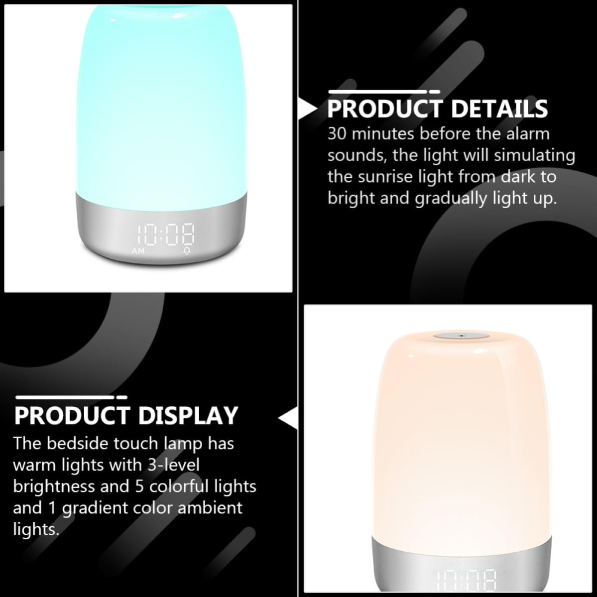 Veilleuse de Réveil LED à Minuterie, Lampe de Chevet Blanche