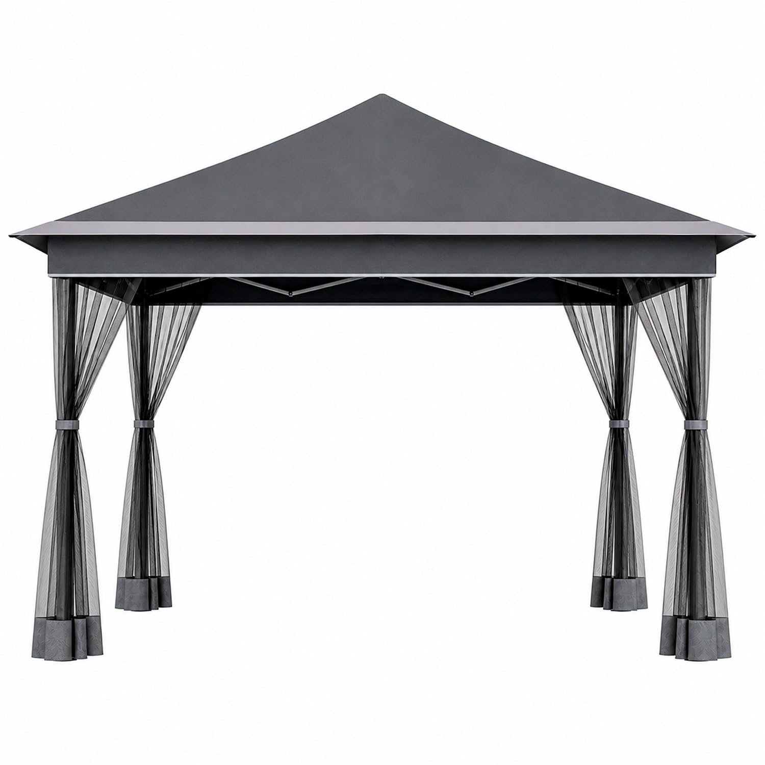Gazebo Pieghevole Da Giardino Con Zanzariere Laterali Copertura Oxford UV50+ Struttura Regolabile Pop Up Con Borsa Trasporto Per Eventi Outdoor 360 x 360 x 310 Cm Bianco