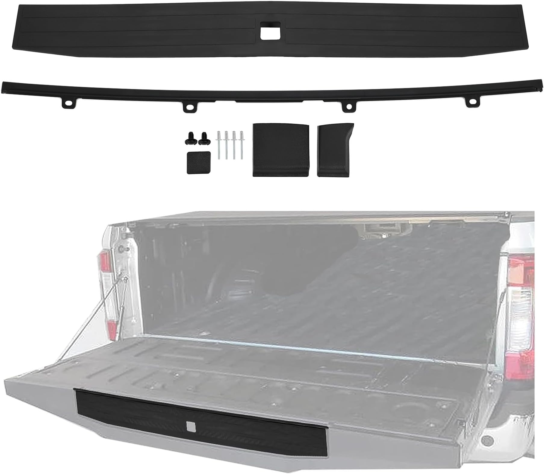 KUAFU Tailgate Molding Top Trim Cap Cover Compatible with 2017-2022 Ford F250 F350 Super Duty Flex Step Replacement for HC3Z-9940602-A FO1904134 Rear Center Piece