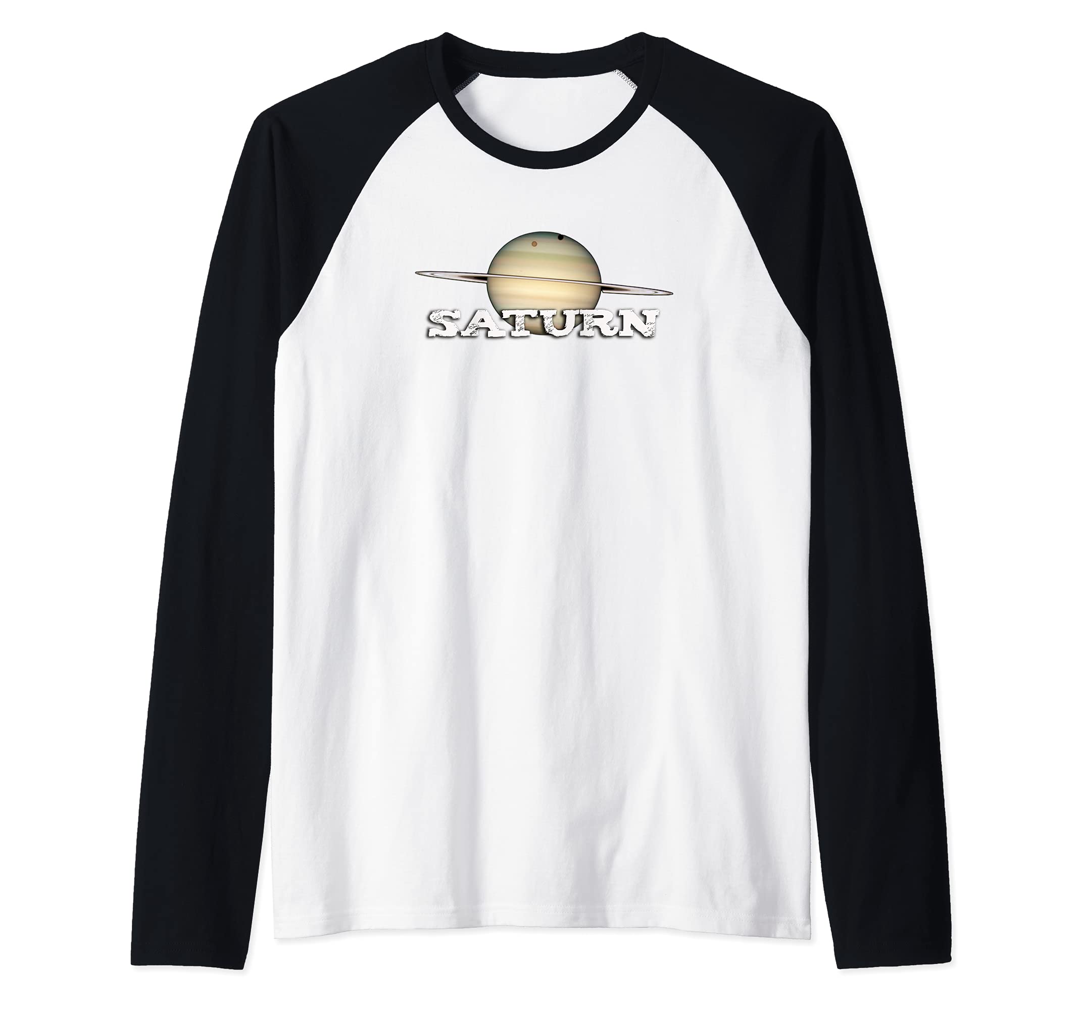 The Planet Saturn Raglan Baseball Tee, Black